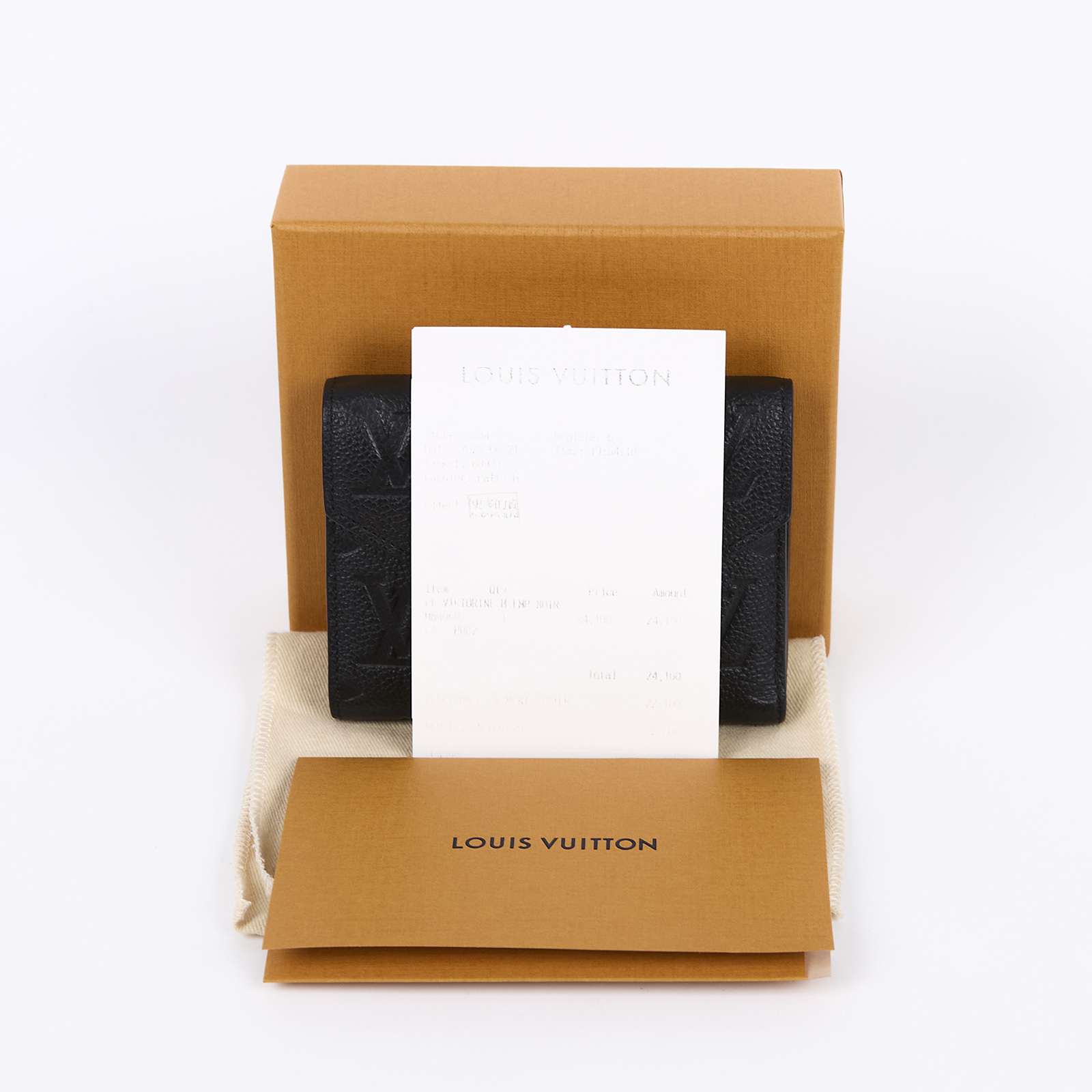 路易威登 LOUIS VUITTON Victorine 錢包 壓花牛皮 M64060 晶片款 黑原花壓紋Victorine三折短夾 原廠盒子/防塵袋/購買證明