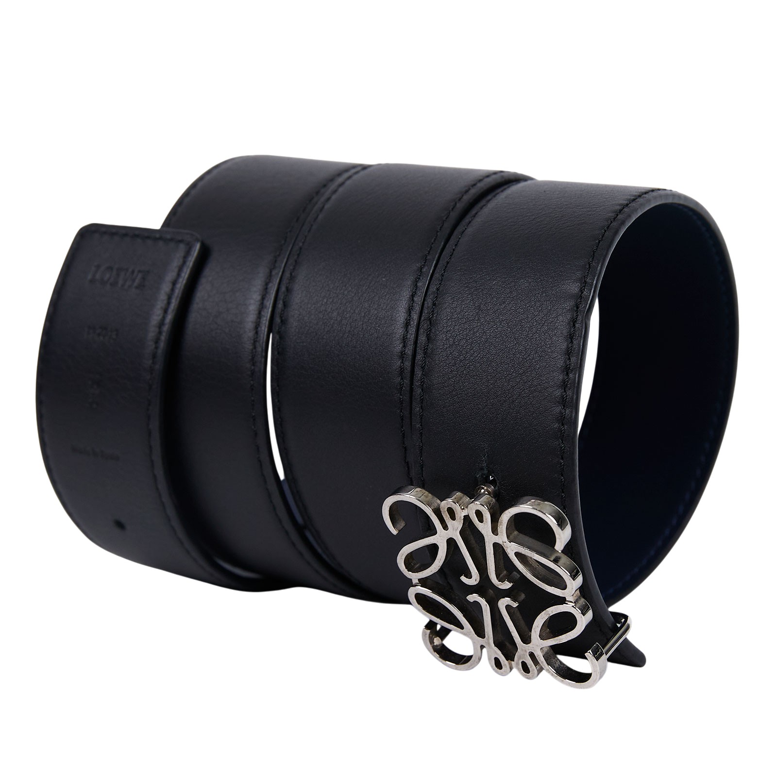 羅意威 LOEWE Anagram 雙面腰帶 515.02.010_90 黑藍雙面皮帶#90 原廠盒子/防塵袋