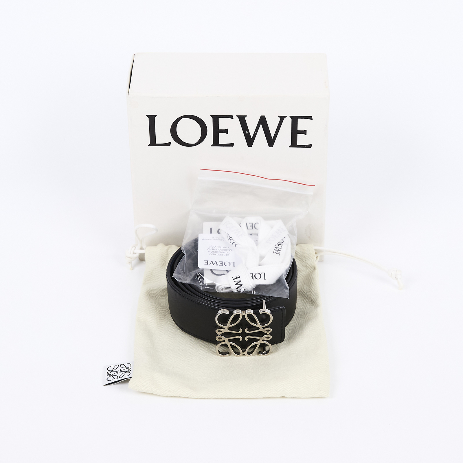 羅意威 LOEWE Anagram 雙面腰帶 515.02.010_90 黑藍雙面皮帶#90 原廠盒子/防塵袋