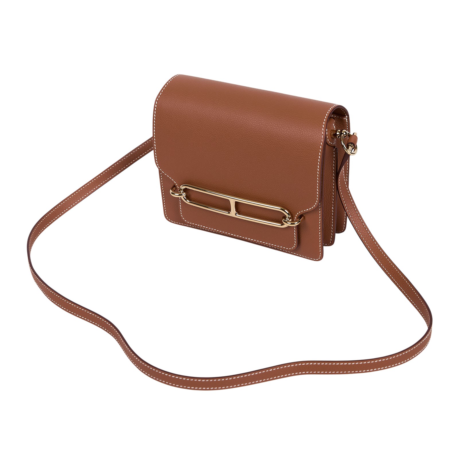 愛馬仕 Hermes Roulis 豬鼻子 斜背包 18 Mini RO18 B HA 801 FA B刻金棕金 ROULIS MINI 原廠盒子/防塵袋2