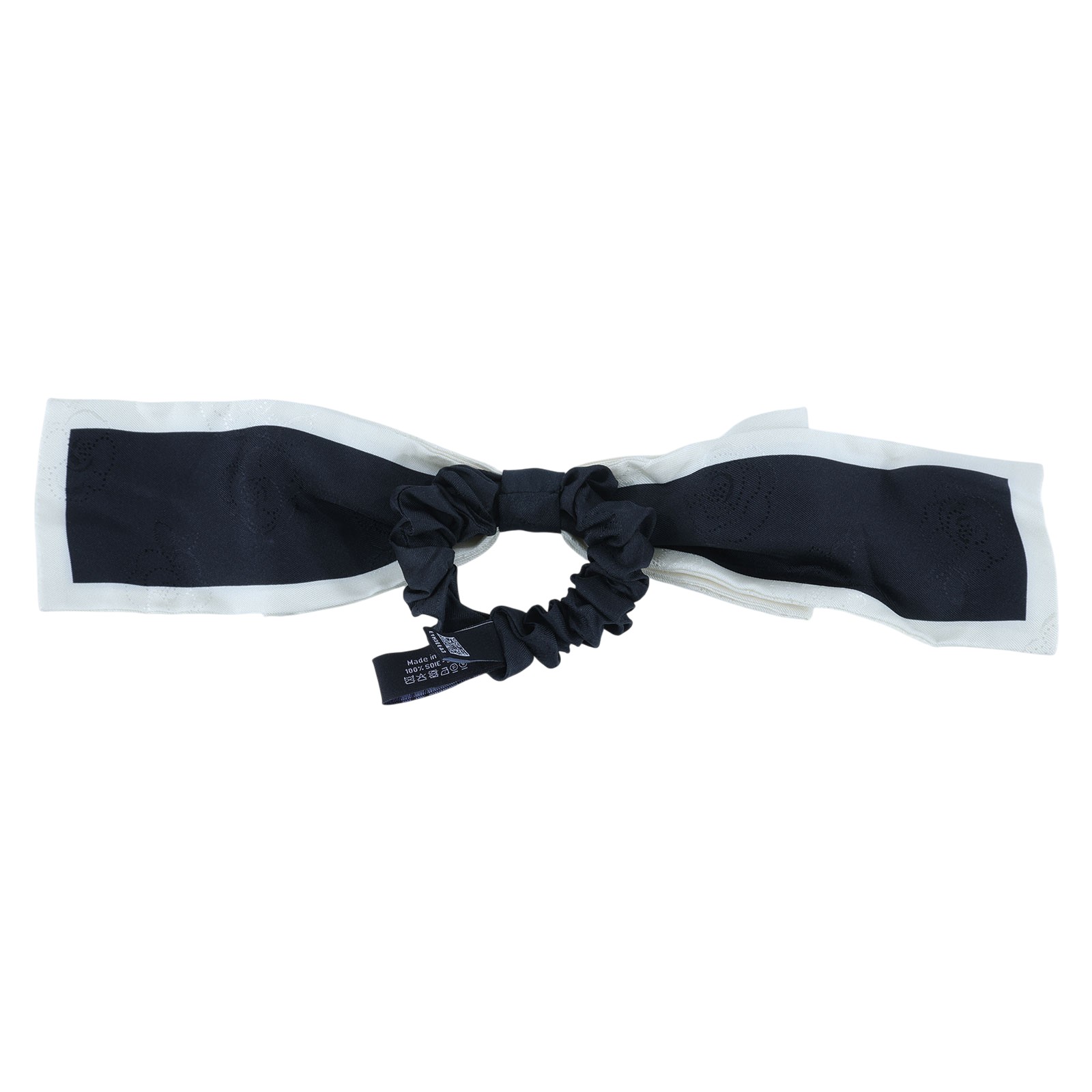 香奈兒 CHANEL 蝴蝶結髮圈 真絲 Logo 山茶花 黑色 AA7530 蝴蝶結髮圈 原廠盒子/購買證明