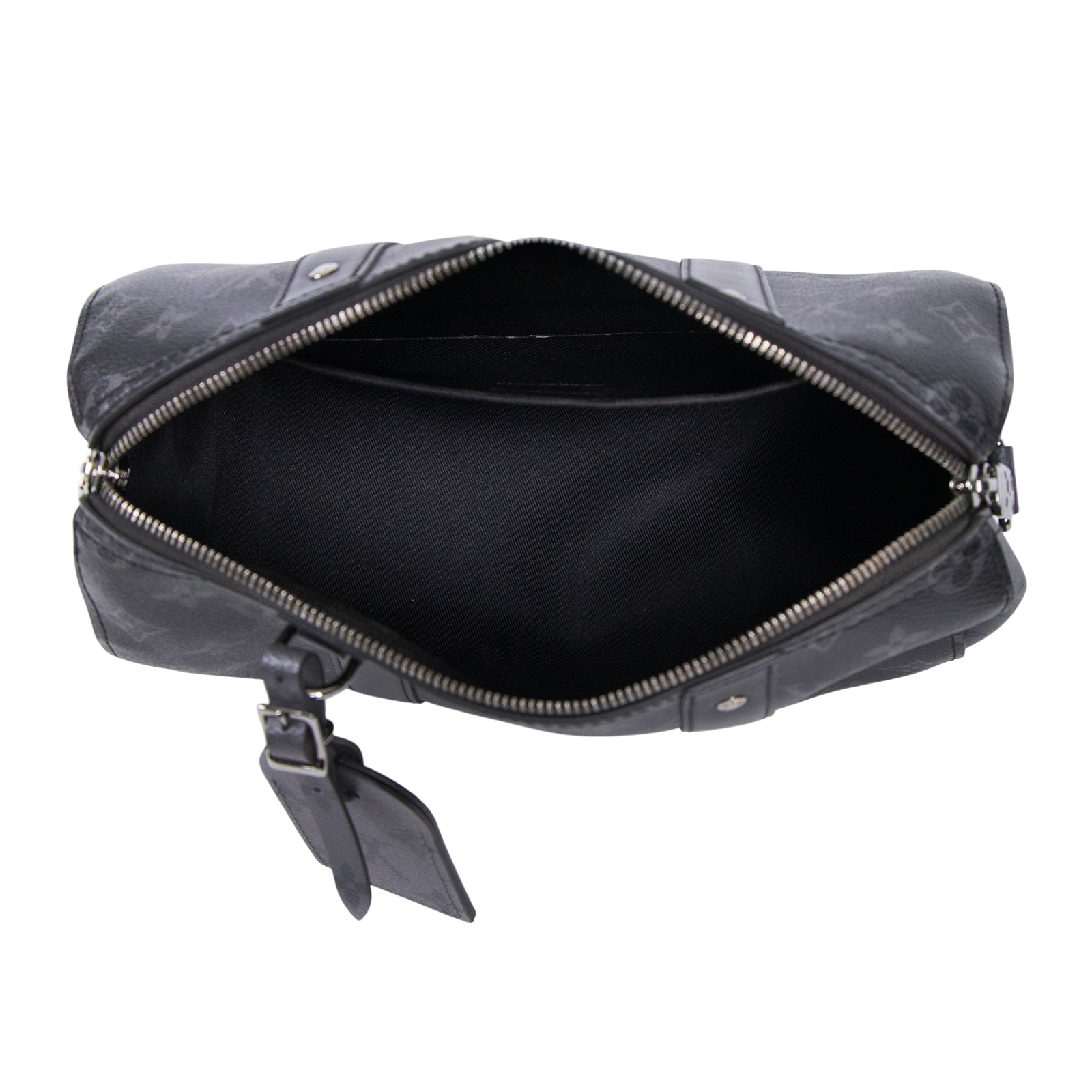 路易威登 LOUIS VUITTON City Keepall Eclipse帆布 拉鍊 斜背包 黑色 M45936 晶片款  防塵袋/背帶/吊牌