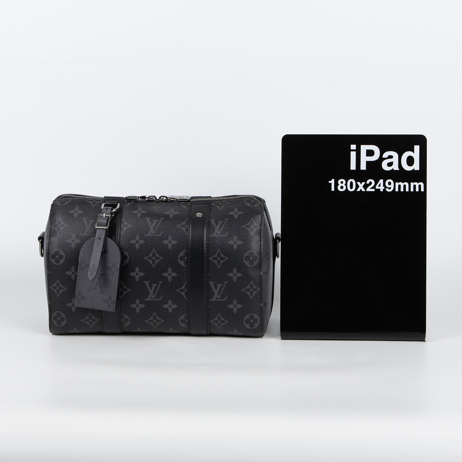 路易威登 LOUIS VUITTON City Keepall Eclipse帆布 拉鍊 斜背包 黑色 M45936 晶片款  防塵袋/背帶/吊牌