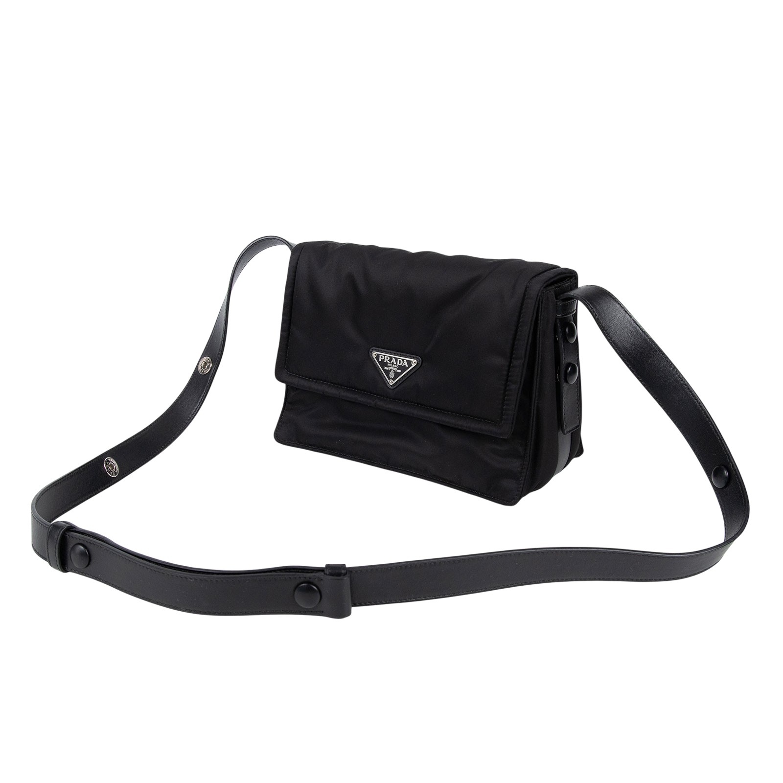 普拉達 PRADA Re-Nylon 小號 夾棉 肩背袋 1BD313_RDLN 黑尼龍郵差方包 防塵袋/背帶/保證卡