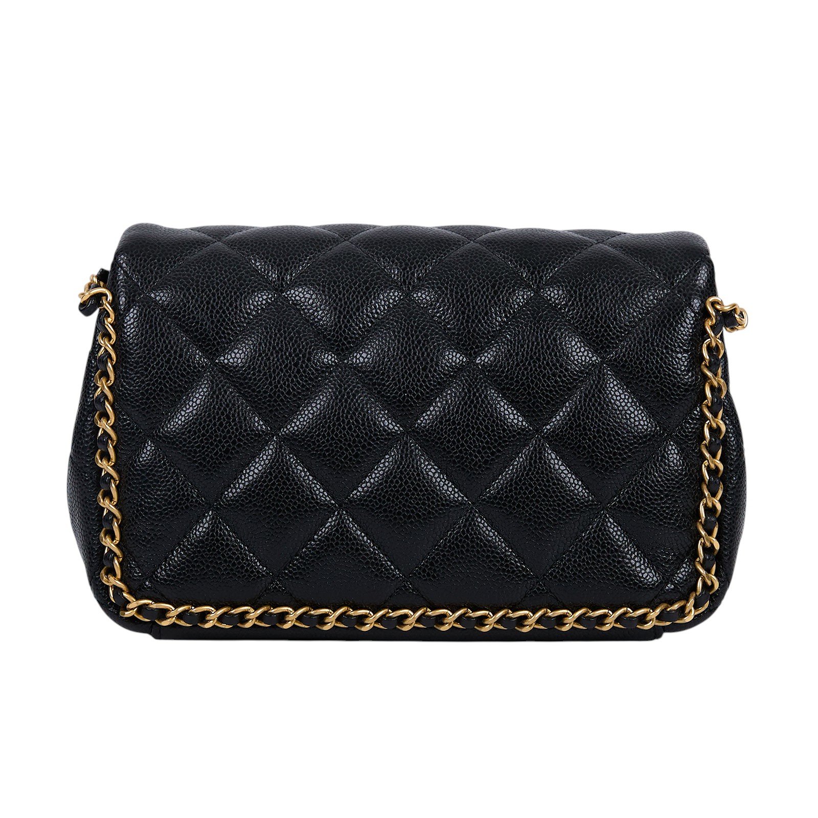 香奈兒 CHANEL 金幣  斜背 肩背口蓋包 AS3467 晶片款 黑金荔枝牛皮穿鍊鑲邊肩背包 原廠盒子/防塵袋