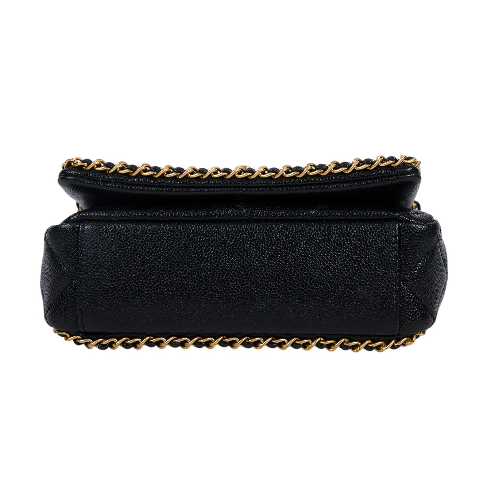 香奈兒 CHANEL 金幣  斜背 肩背口蓋包 AS3467 晶片款 黑金荔枝牛皮穿鍊鑲邊肩背包 原廠盒子/防塵袋