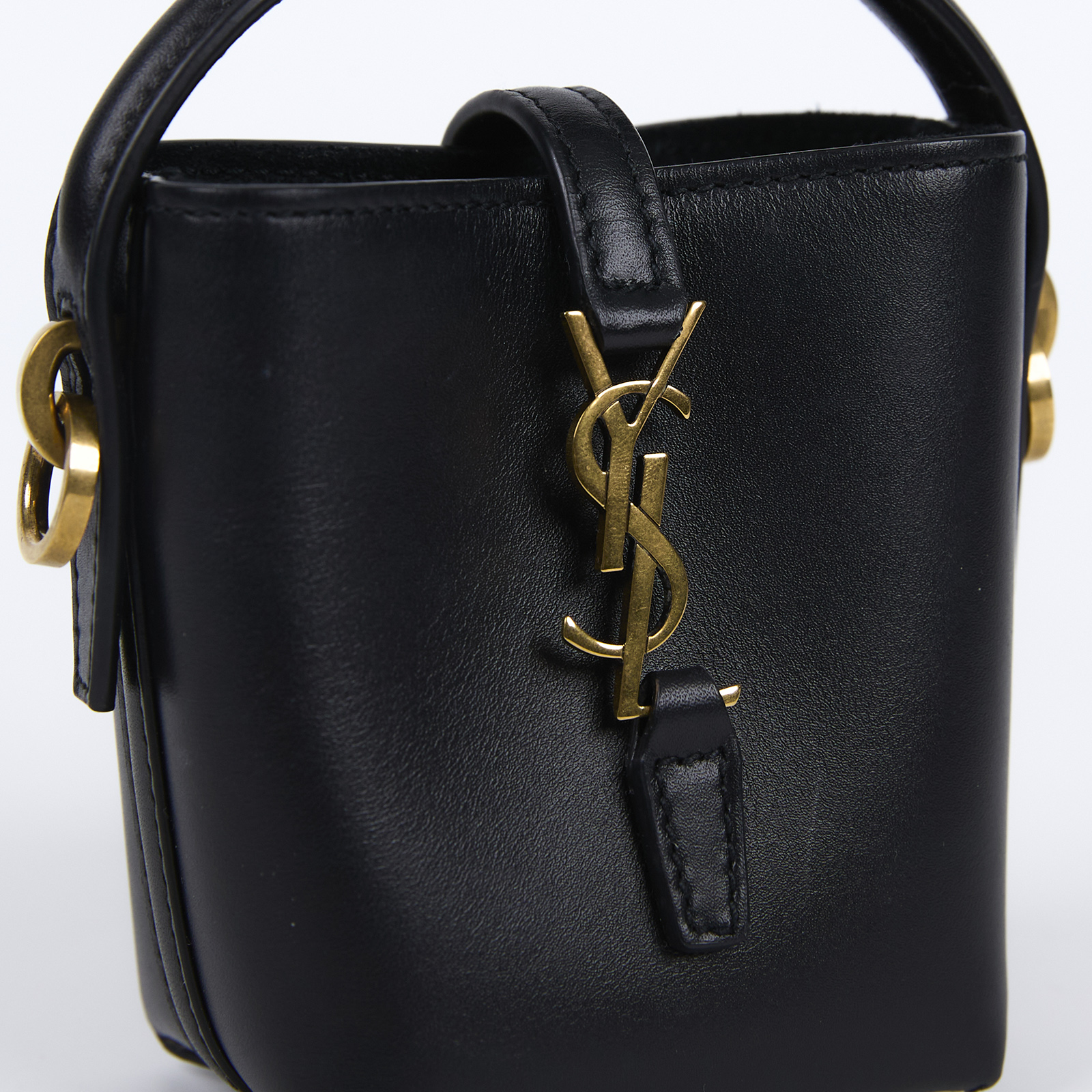 聖羅蘭 YSL SAINT LAURENT le 37 亮面皮革手袋 迷你 金色五金 7782532R20W  原廠盒子/防塵袋/背帶/購買證明