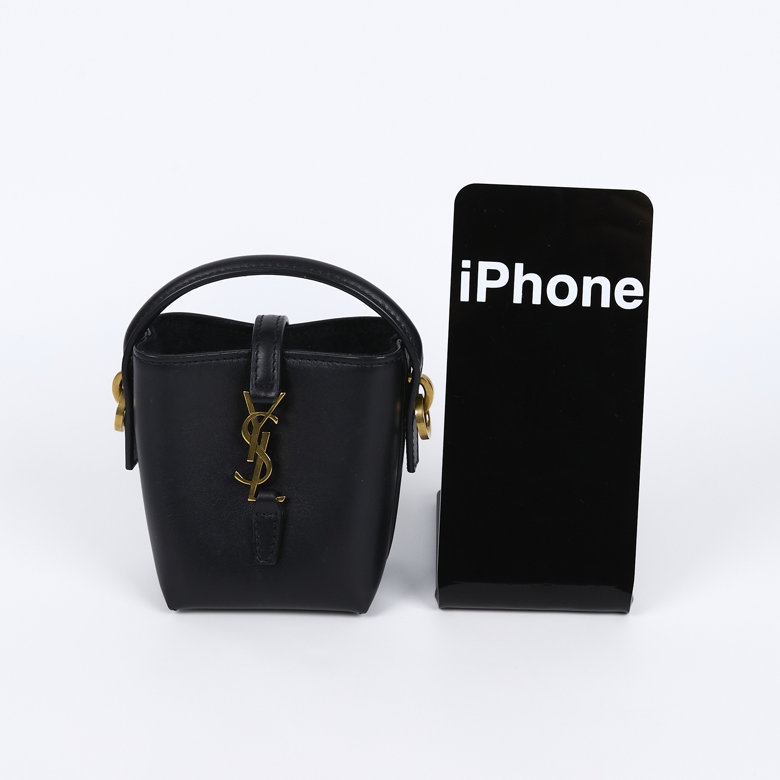 聖羅蘭 YSL SAINT LAURENT le 37 亮面皮革手袋 迷你 金色五金 7782532R20W  原廠盒子/防塵袋/背帶/購買證明