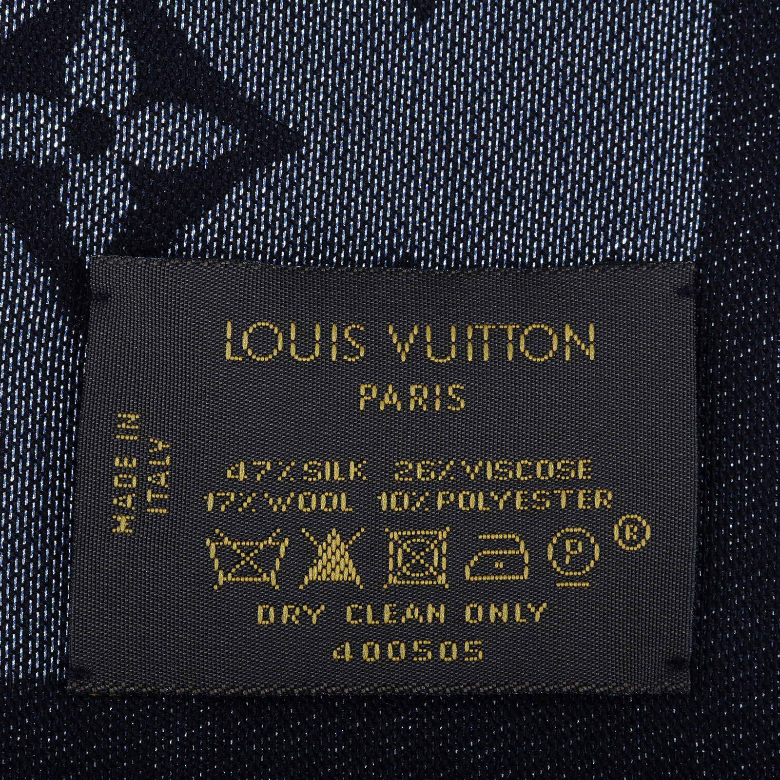 路易威登 LOUIS VUITTON Monogram Shine 披肩 黑色 M75123 黑拚灰珠光圍巾 原廠盒子