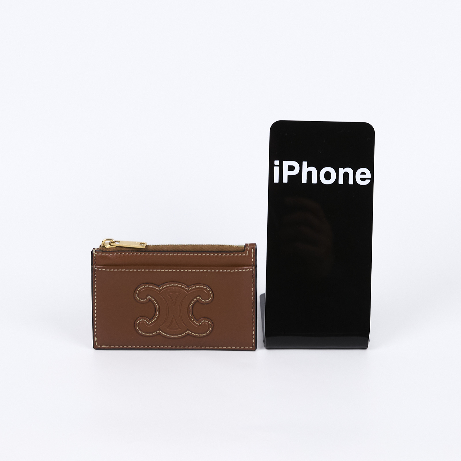 思琳 CELINE Triomphe 拉鍊卡包 10K583EMJ 棕褐色拉鍊卡包 原廠盒子/防塵袋