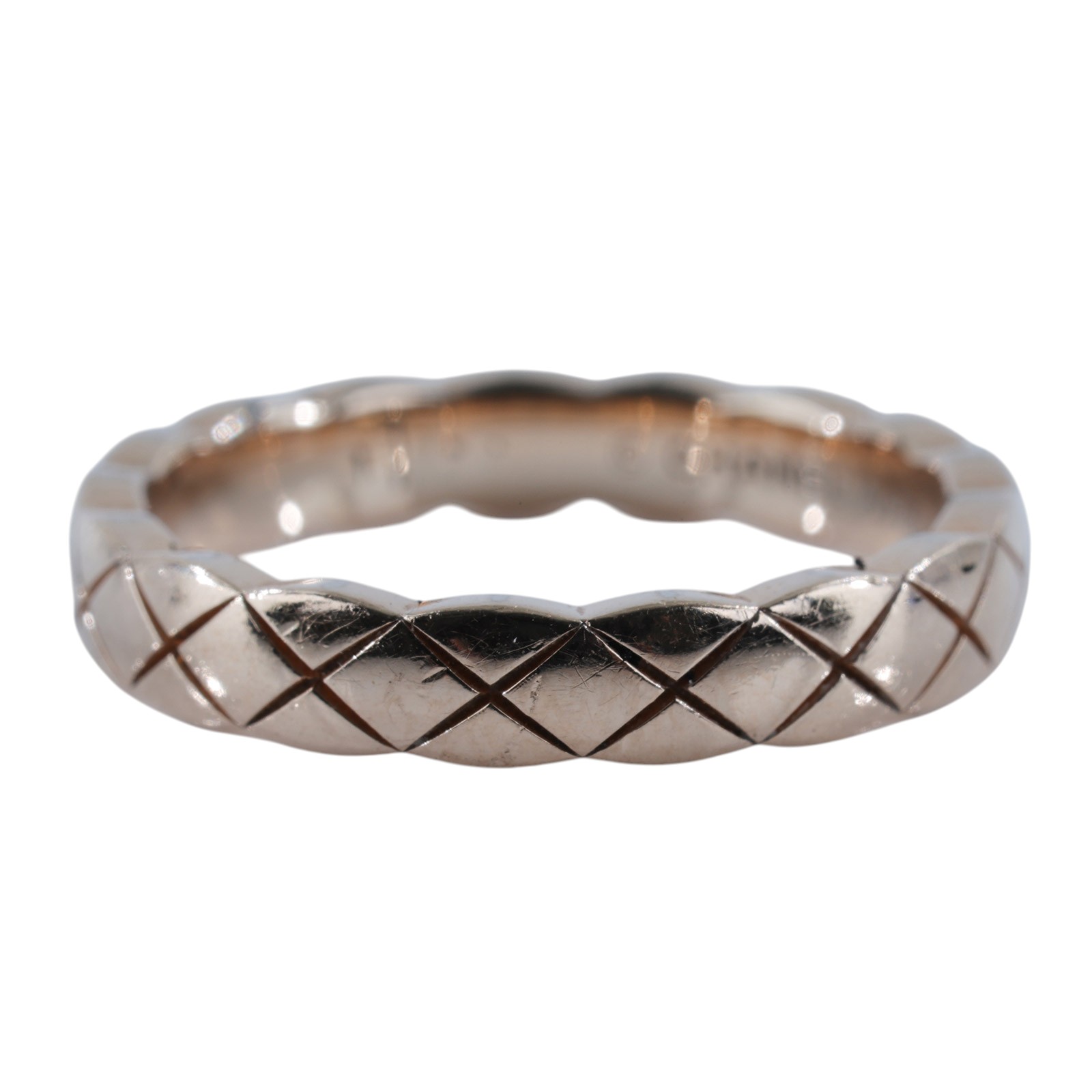 香奈兒 CHANEL Coco Crush 菱格紋圖騰 窄版 戒指 J1178548J11785/B66581 18K米色金COCO CRUSH窄版戒指 #48 原廠盒子/保書