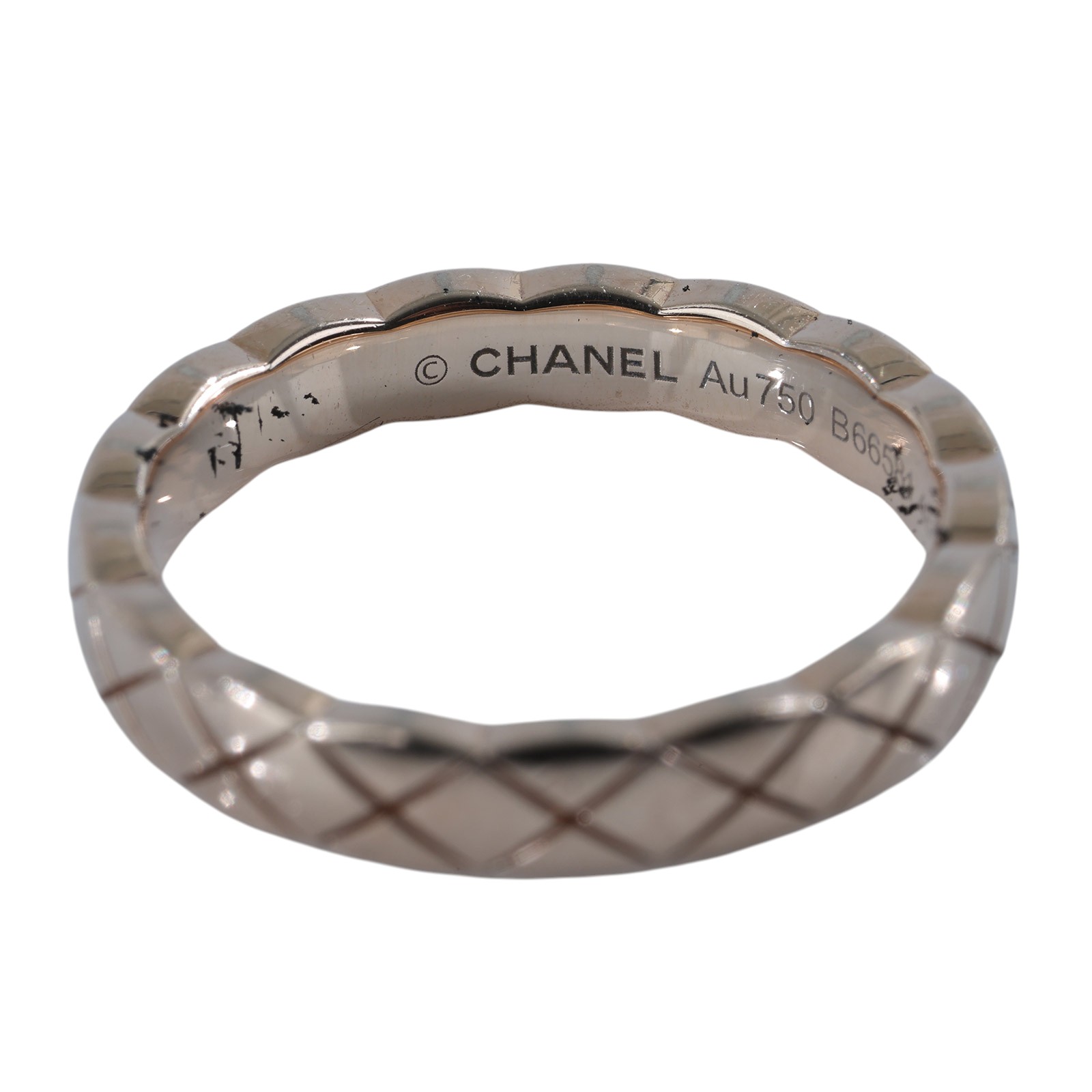 香奈兒 CHANEL Coco Crush 菱格紋圖騰 窄版 戒指 J1178548J11785/B66581 18K米色金COCO CRUSH窄版戒指 #48 原廠盒子/保書