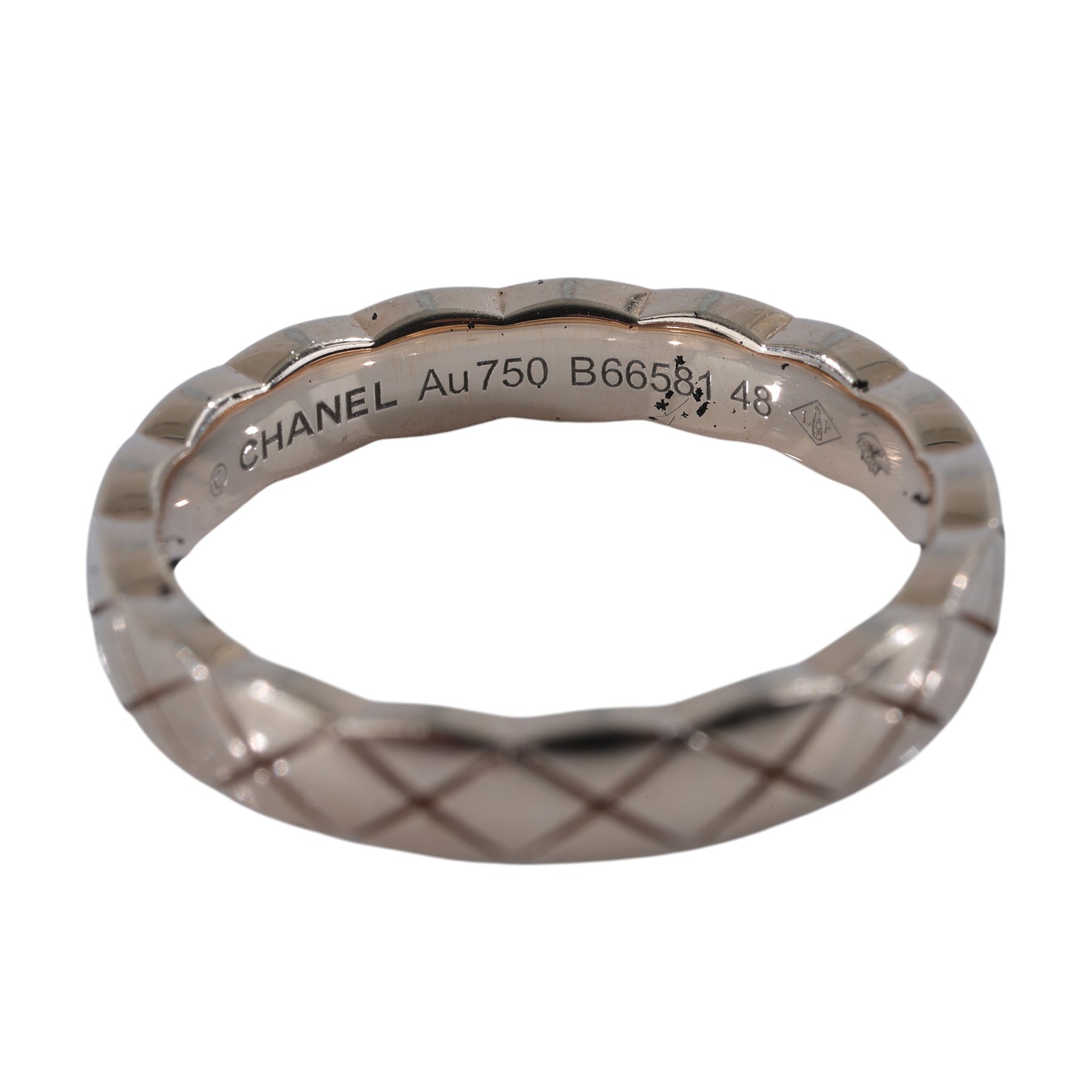香奈兒 CHANEL Coco Crush 菱格紋圖騰 窄版 戒指 J1178548J11785/B66581 18K米色金COCO CRUSH窄版戒指 #48 原廠盒子/保書