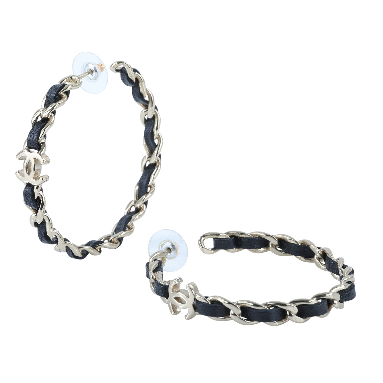 香奈兒 CHANEL 雙C 皮穿練 大圈 耳環 B20V 皮穿繩大圈耳環 無附屬品