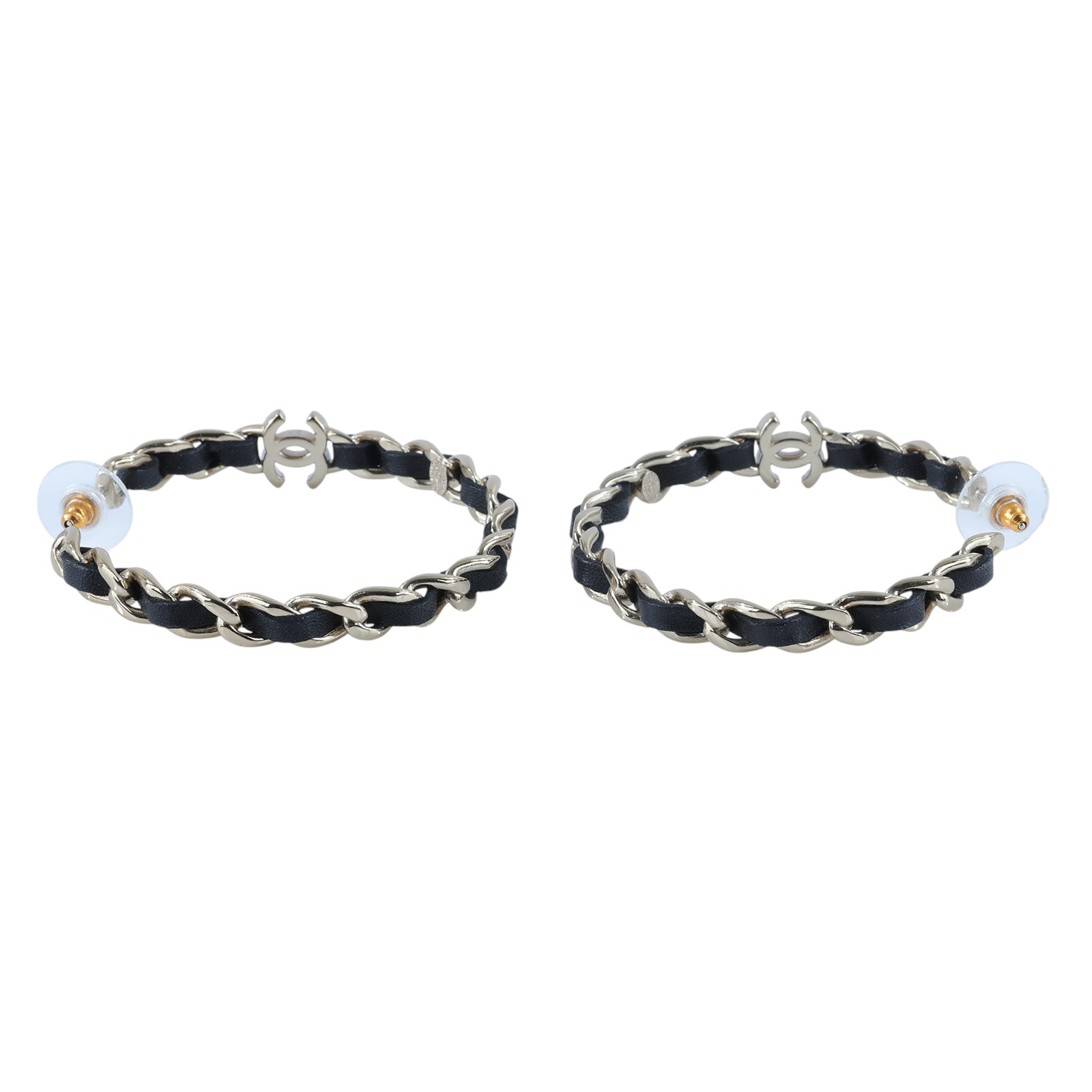 香奈兒 CHANEL 雙C 皮穿練 大圈 耳環 B20V 皮穿繩大圈耳環 無附屬品