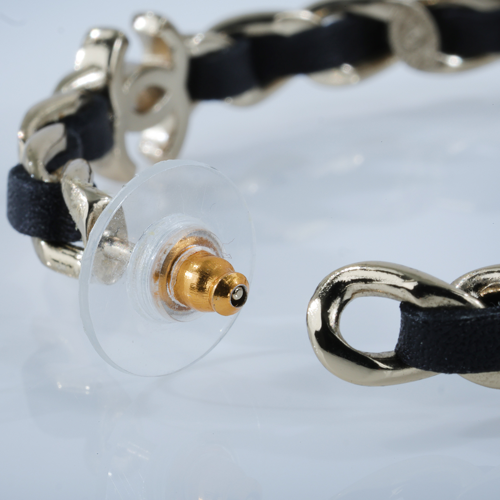 香奈兒 CHANEL 雙C 皮穿練 大圈 耳環 B20V 皮穿繩大圈耳環 無附屬品