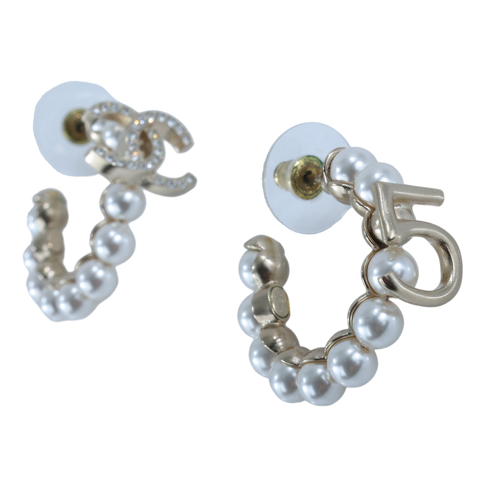 香奈兒 CHANEL 金色 水鑽 珍珠 耳環 A21S 水鑽珍珠耳環 無附屬品