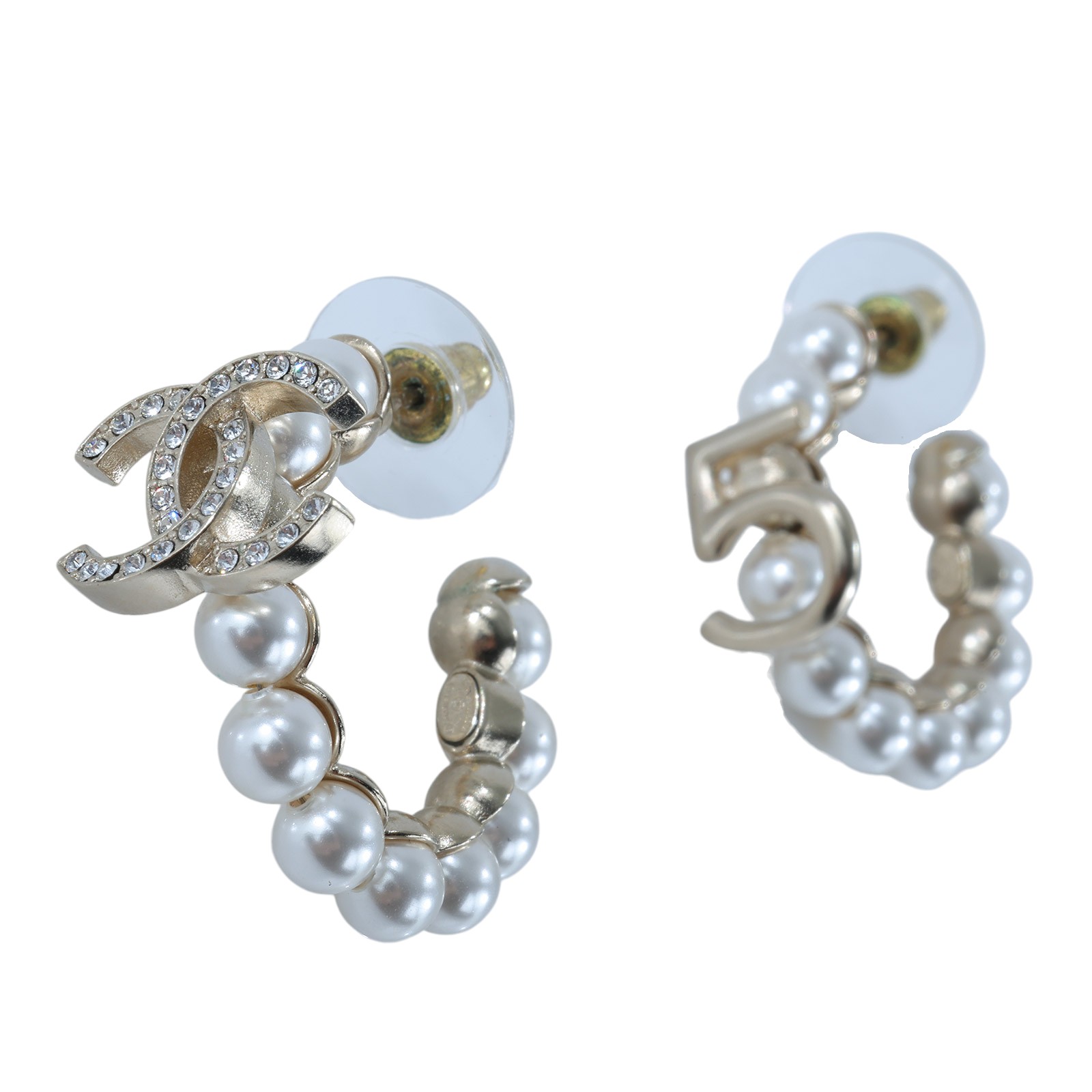 香奈兒 CHANEL 金色 水鑽 珍珠 耳環 A21S 水鑽珍珠耳環 無附屬品