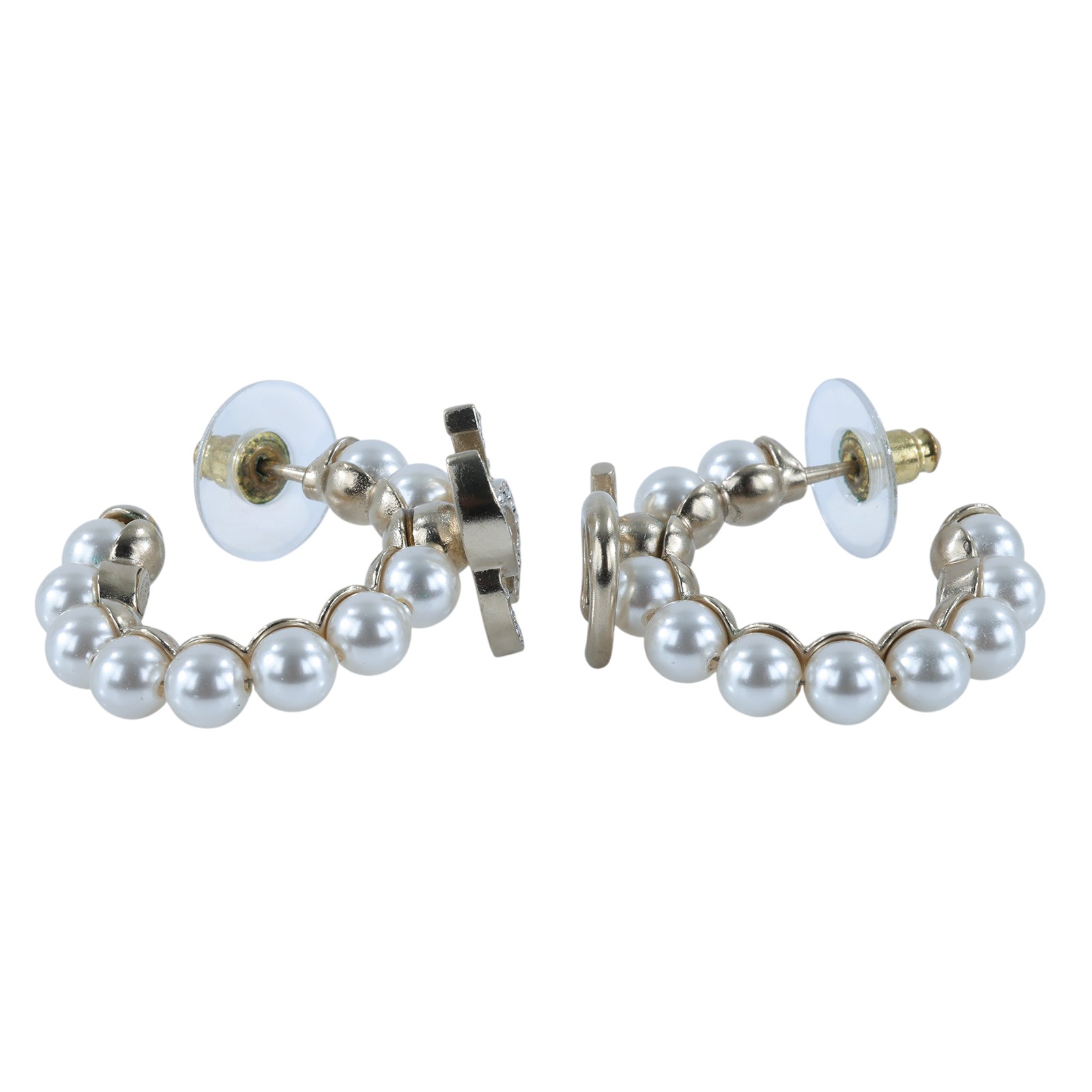 香奈兒 CHANEL 金色 水鑽 珍珠 耳環 A21S 水鑽珍珠耳環 無附屬品