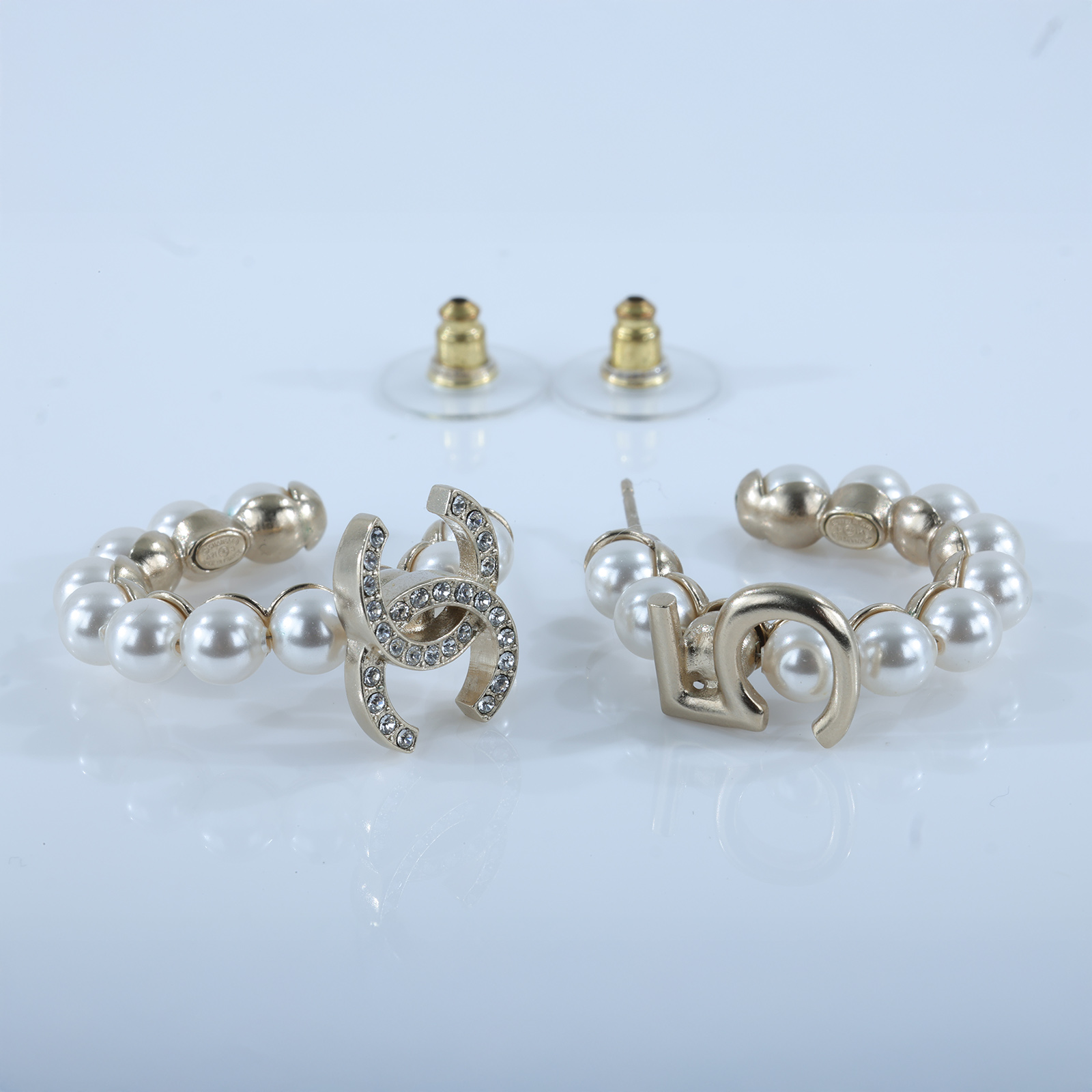 香奈兒 CHANEL 金色 水鑽 珍珠 耳環 A21S 水鑽珍珠耳環 無附屬品