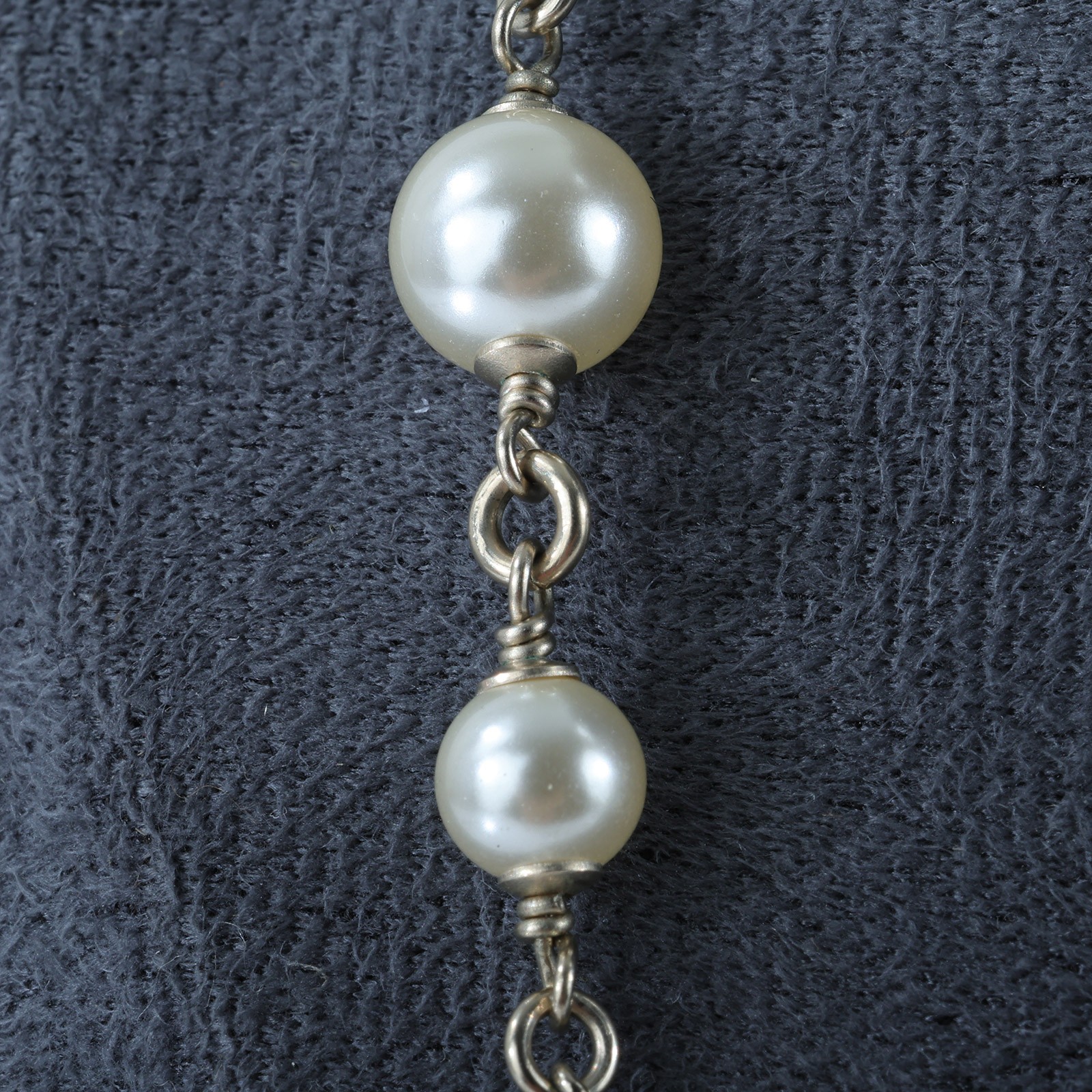 香奈兒 CHANEL 雙C 水鑽 珍珠 項鍊 銀色 C18B 水鑽珍珠項鍊 無附屬品