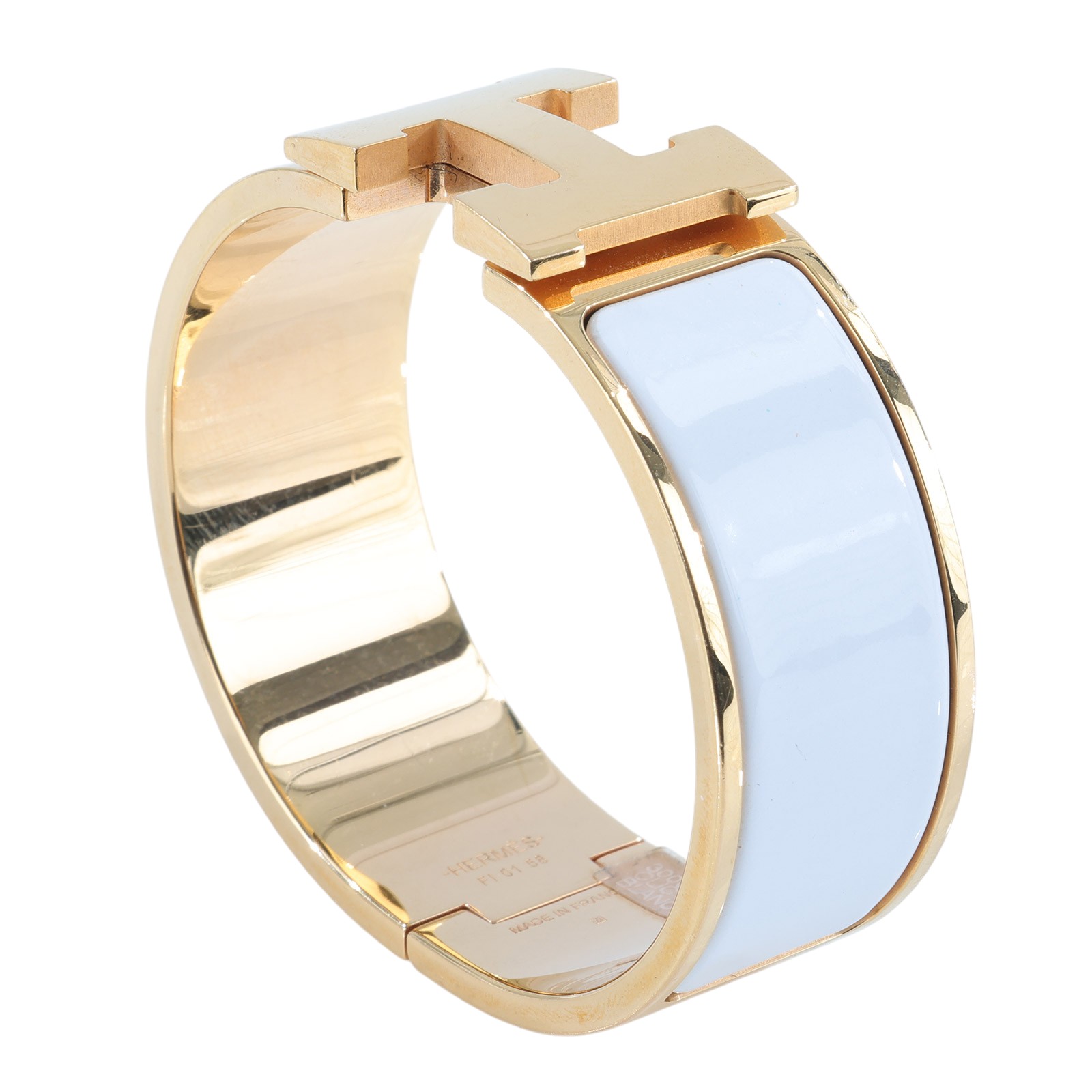 愛馬仕 Hermes Clic H PM 寬版 手環 白色 H300001Fv31GM FI 01 58 白金CLIC H 手環 寬版 PM 無附屬品