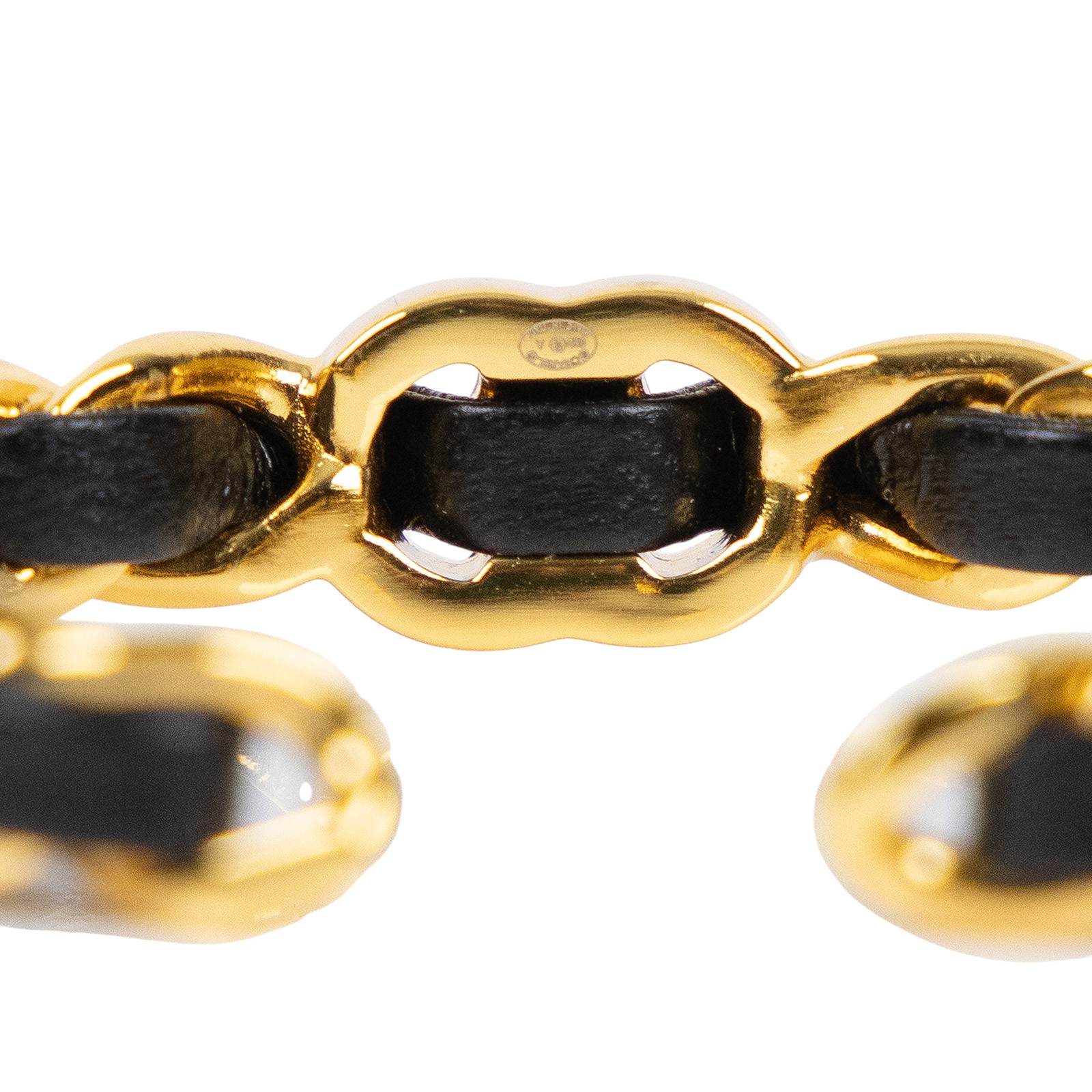 香奈兒 CHANEL 皮穿鍊 硬 手環 黑色 金色 G20A 黑金皮穿鍊硬手環 2 原廠盒子/防塵袋