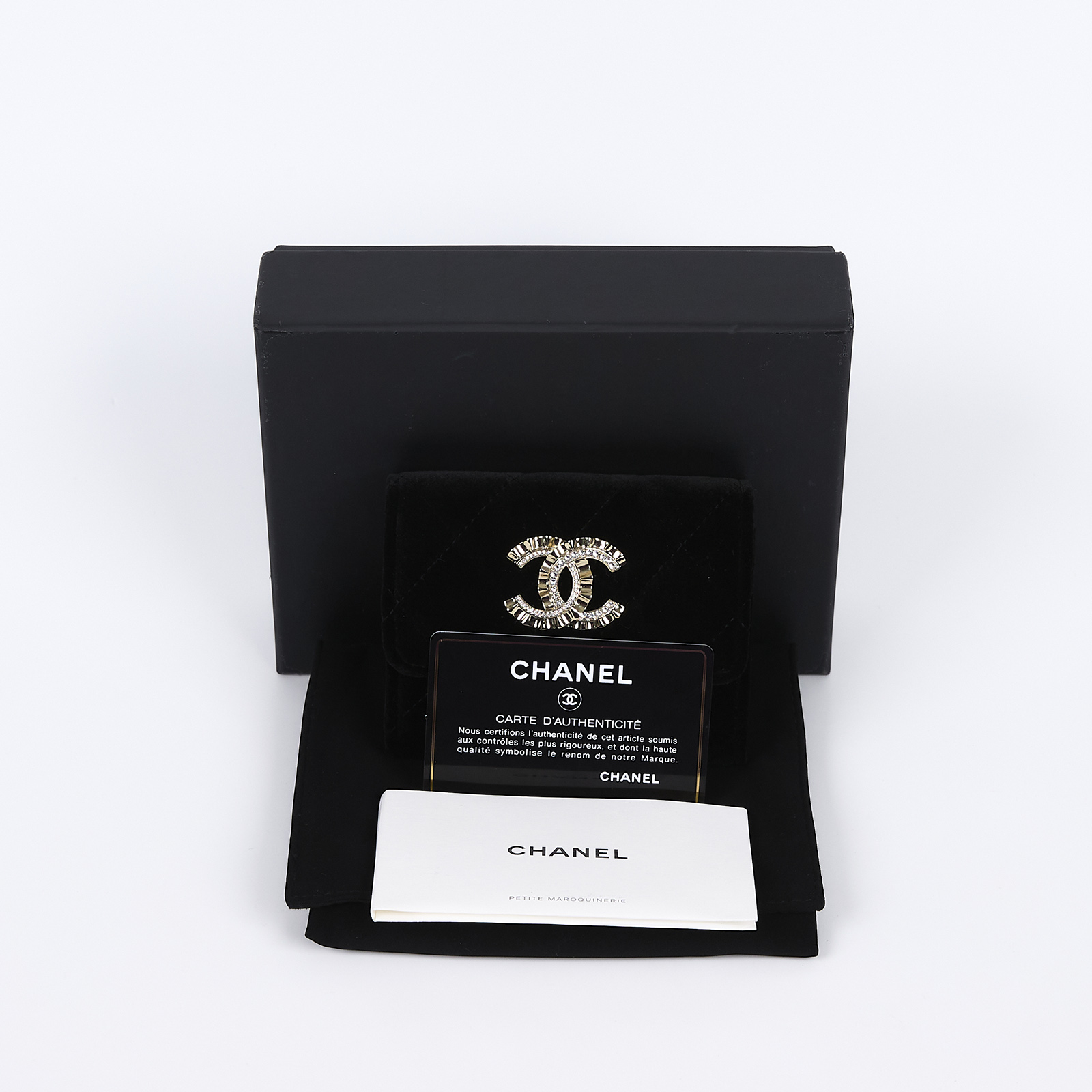 香奈兒 CHANEL VIC禮 零錢包  31開黑絲絨短夾 原廠盒子/防塵袋/保證卡