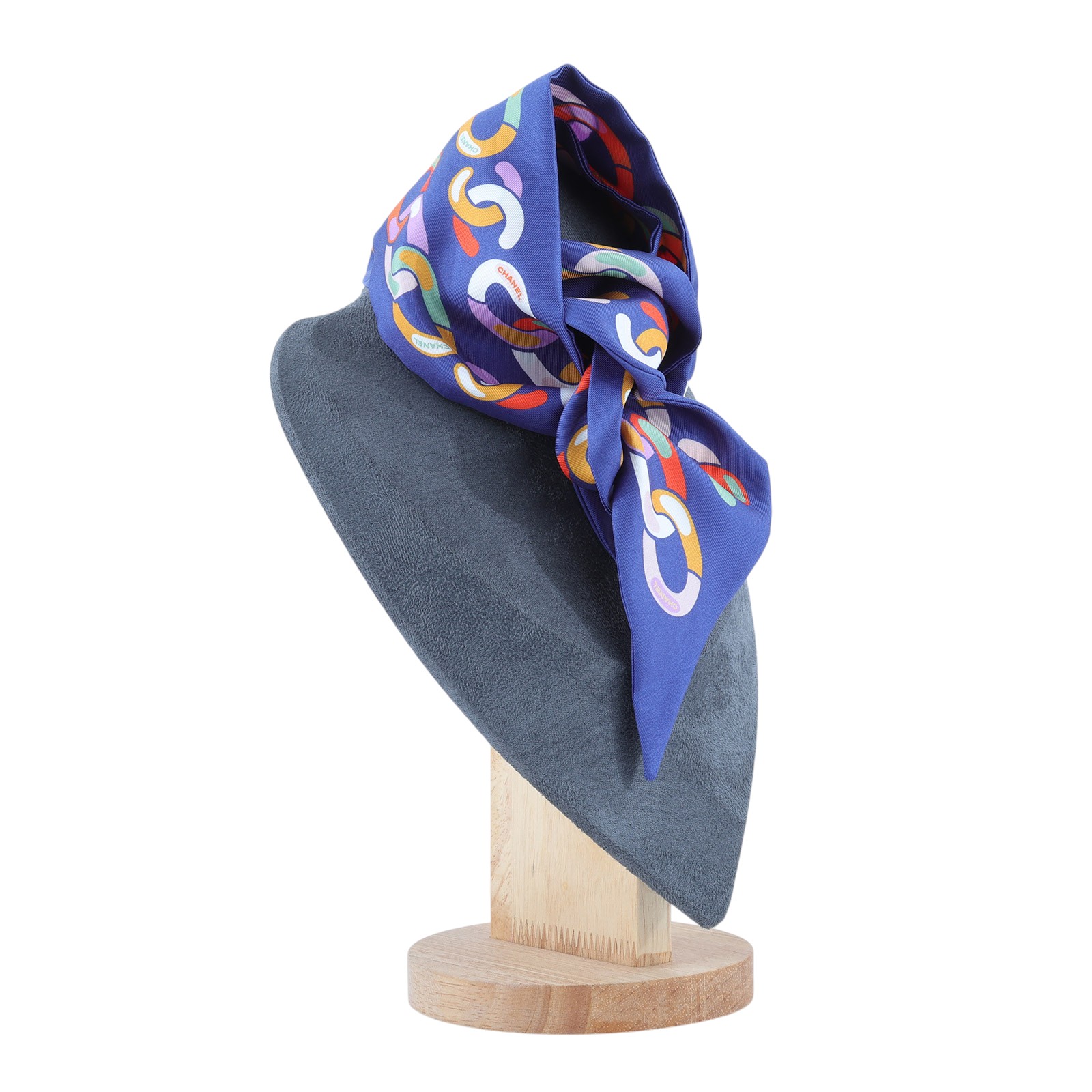 香奈兒 CHANEL 絲巾  藍鎖鏈TWILLY 原廠盒子