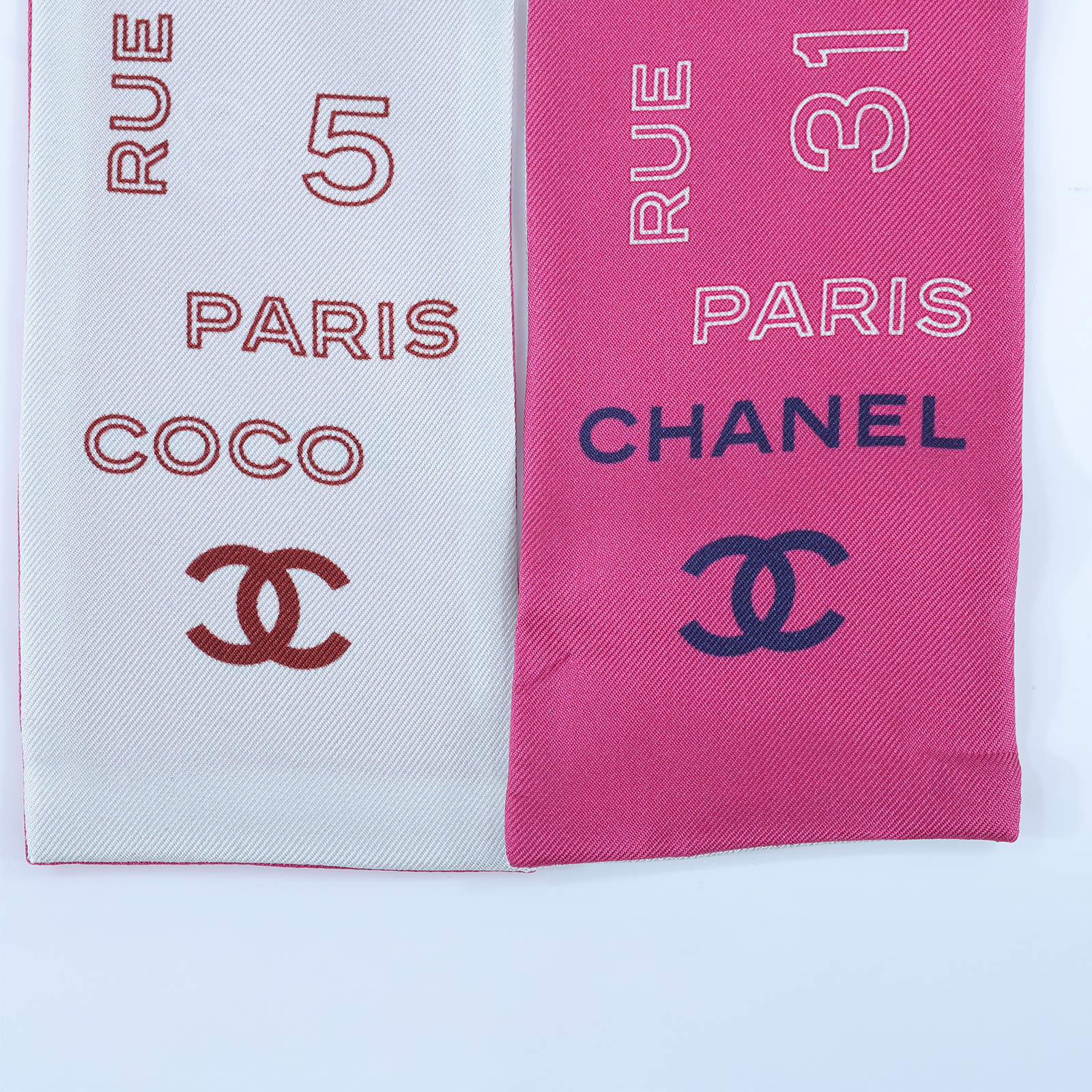 香奈兒 CHANEL Twilly 粉 細版 絲巾 髮帶 CHB070119 粉白TWILLY 原廠盒子