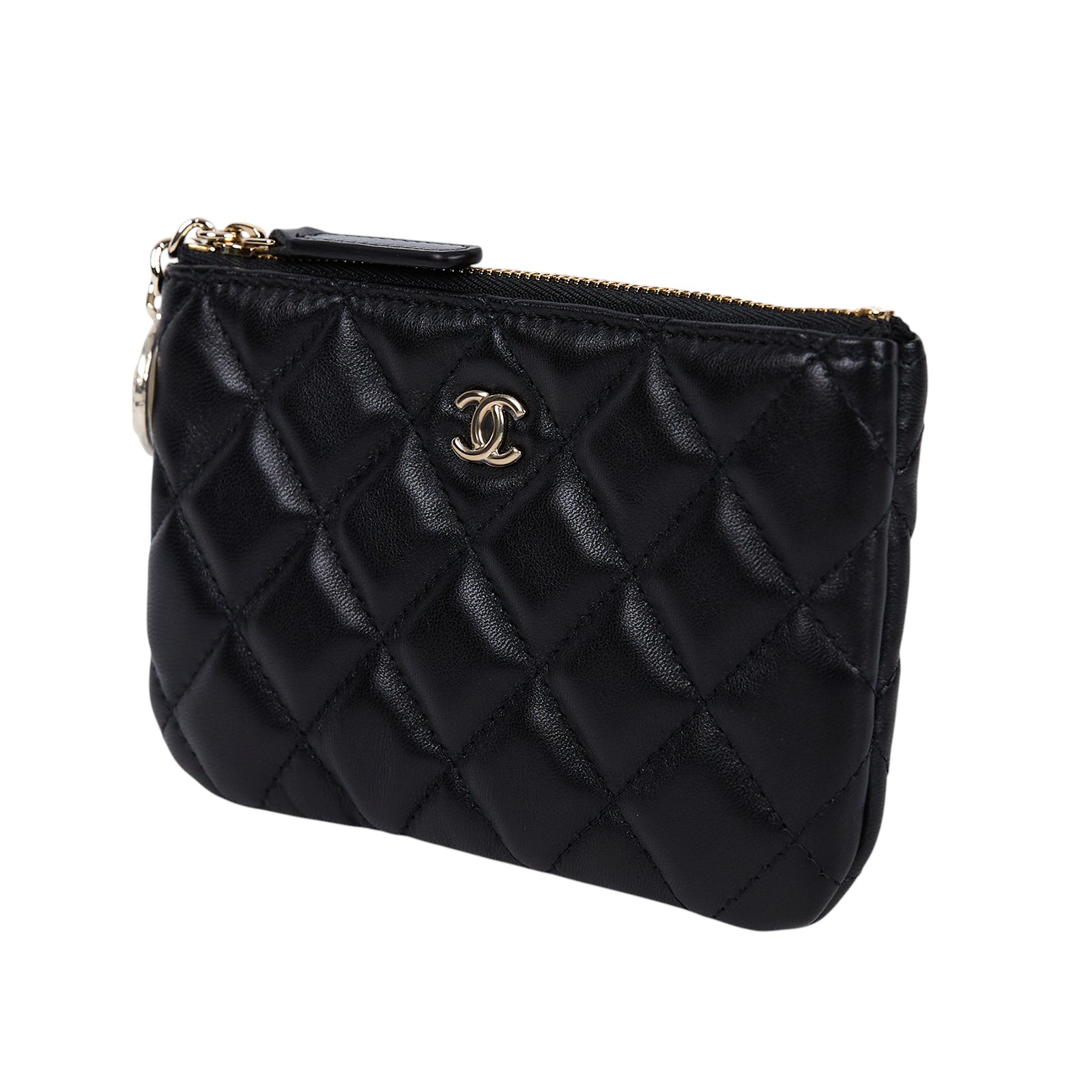 香奈兒 CHANEL 手拿包 隨身包 零錢包 小皮件  31開黑金羊拉鍊零錢包 原廠盒子/保證卡