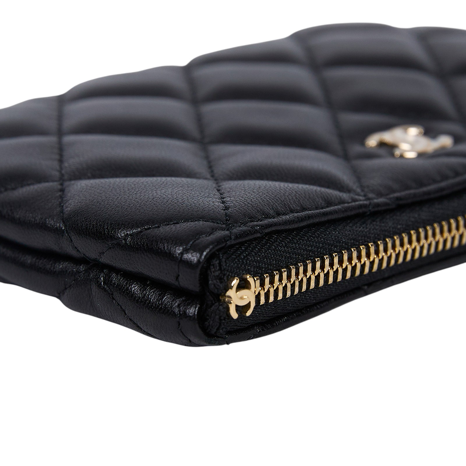 香奈兒 CHANEL 手拿包 隨身包 零錢包 小皮件  31開黑金羊拉鍊零錢包 原廠盒子/保證卡