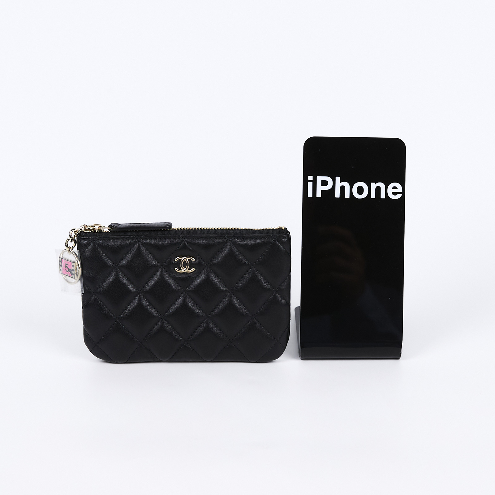 香奈兒 CHANEL 手拿包 隨身包 零錢包 小皮件  31開黑金羊拉鍊零錢包 原廠盒子/保證卡