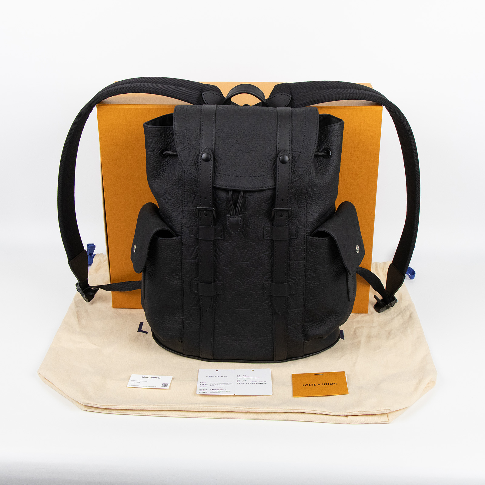 路易威登 LOUIS VUITTON Christopher PM 後背包 M20899 晶片款 黑原花壓紋Christopher後背包PM 原廠盒子/防塵袋