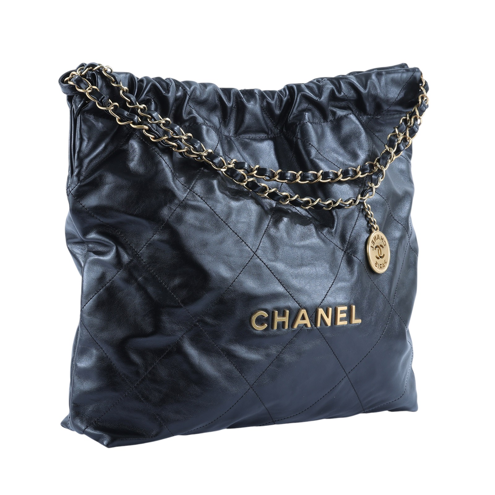 香奈兒 CHANEL 22 中型 束口包 AS3261 B08037 晶片款 黑金22BAG 中號 原廠盒子/防塵袋/購買證明/發票