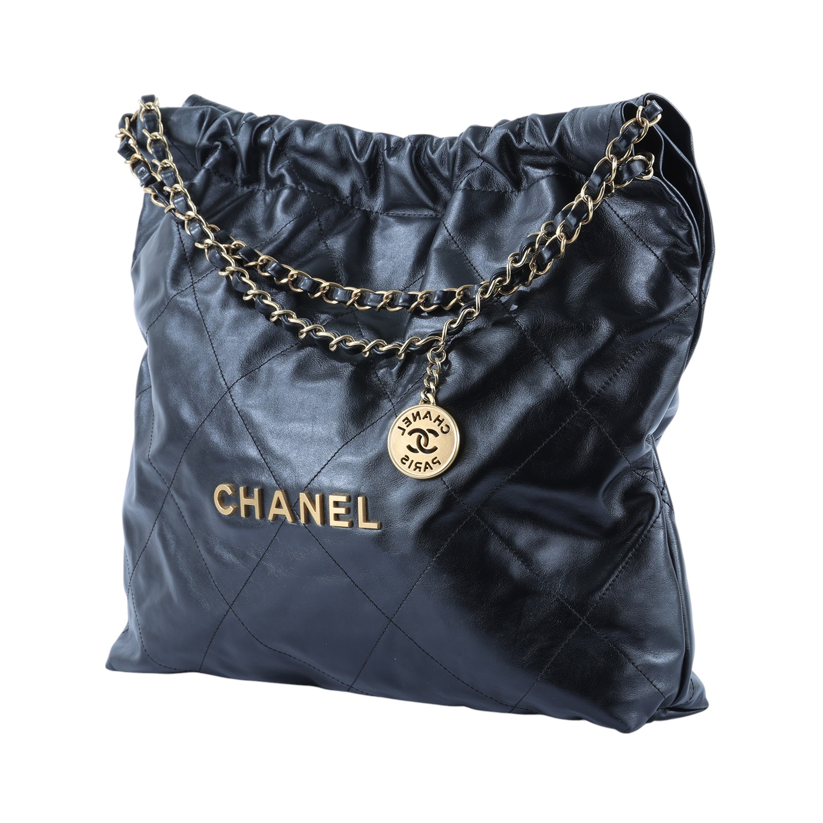 香奈兒 CHANEL 22 中型 束口包 AS3261 B08037 晶片款 黑金22BAG 中號 原廠盒子/防塵袋/購買證明/發票