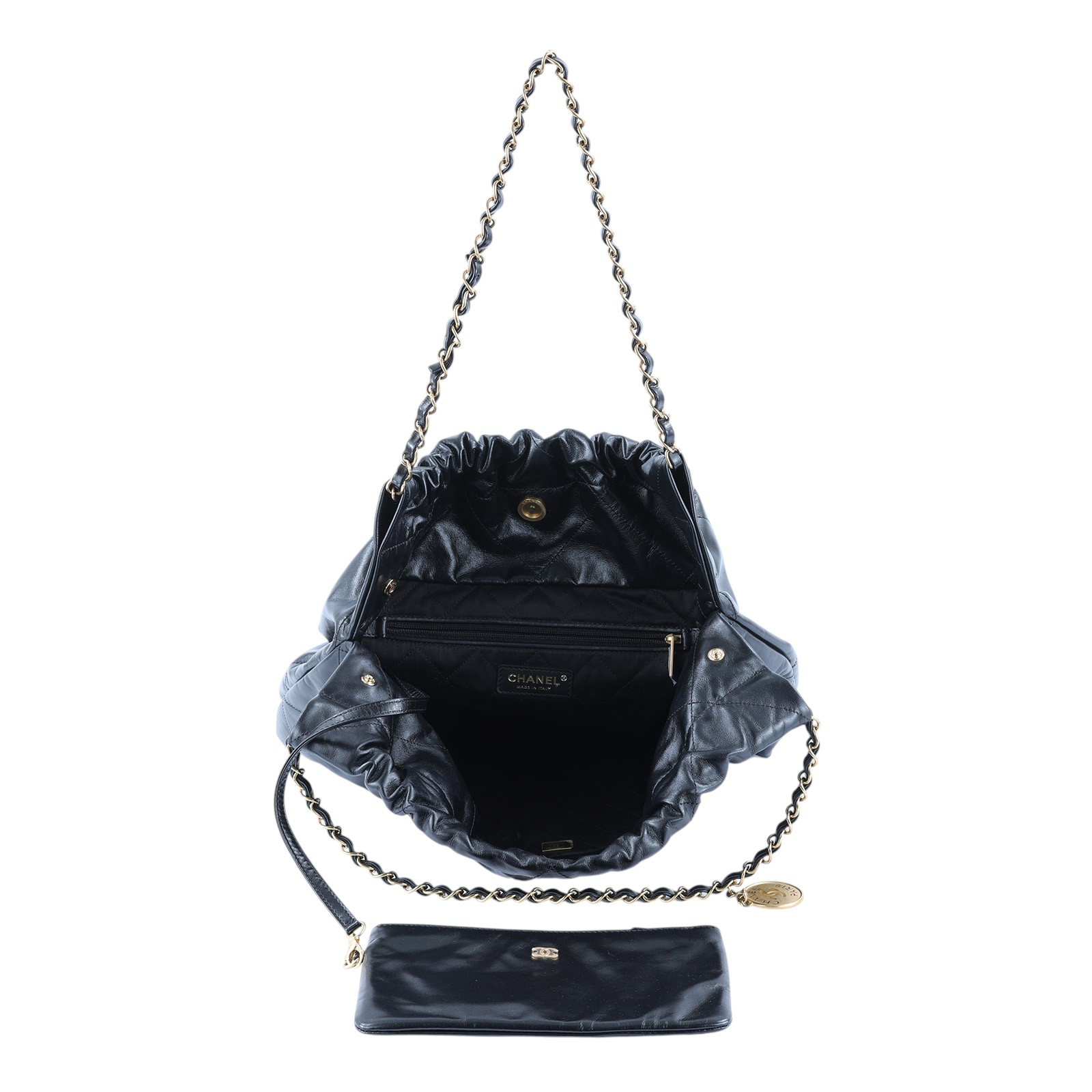 香奈兒 CHANEL 22 中型 束口包 AS3261 B08037 晶片款 黑金22BAG 中號 原廠盒子/防塵袋/購買證明/發票