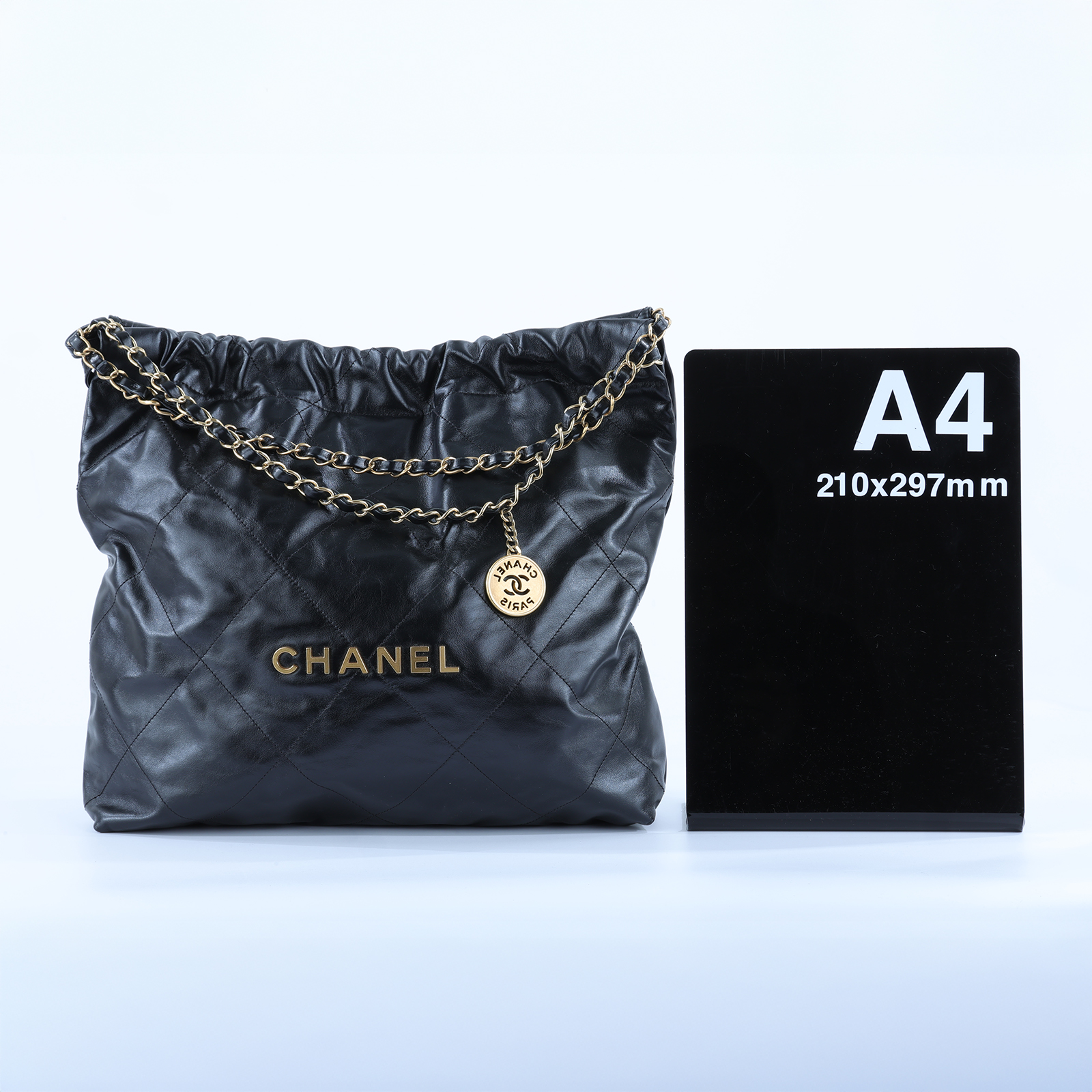 香奈兒 CHANEL 22 中型 束口包 AS3261 B08037 晶片款 黑金22BAG 中號 原廠盒子/防塵袋/購買證明/發票