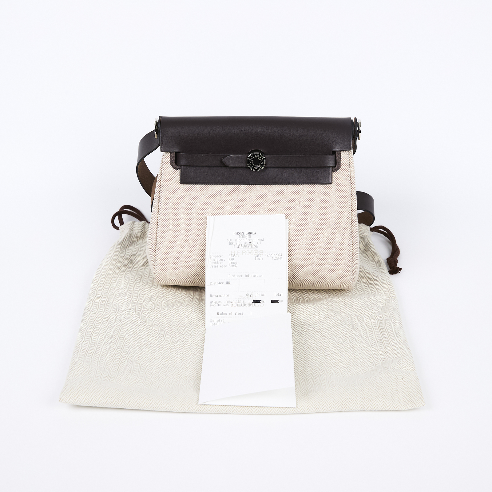 愛馬仕 Hermes Herbag Zip 20 銀色五金 米白 米色 烏木黑色 H085414CKAB / W TS 009 AU  防塵袋/購買證明