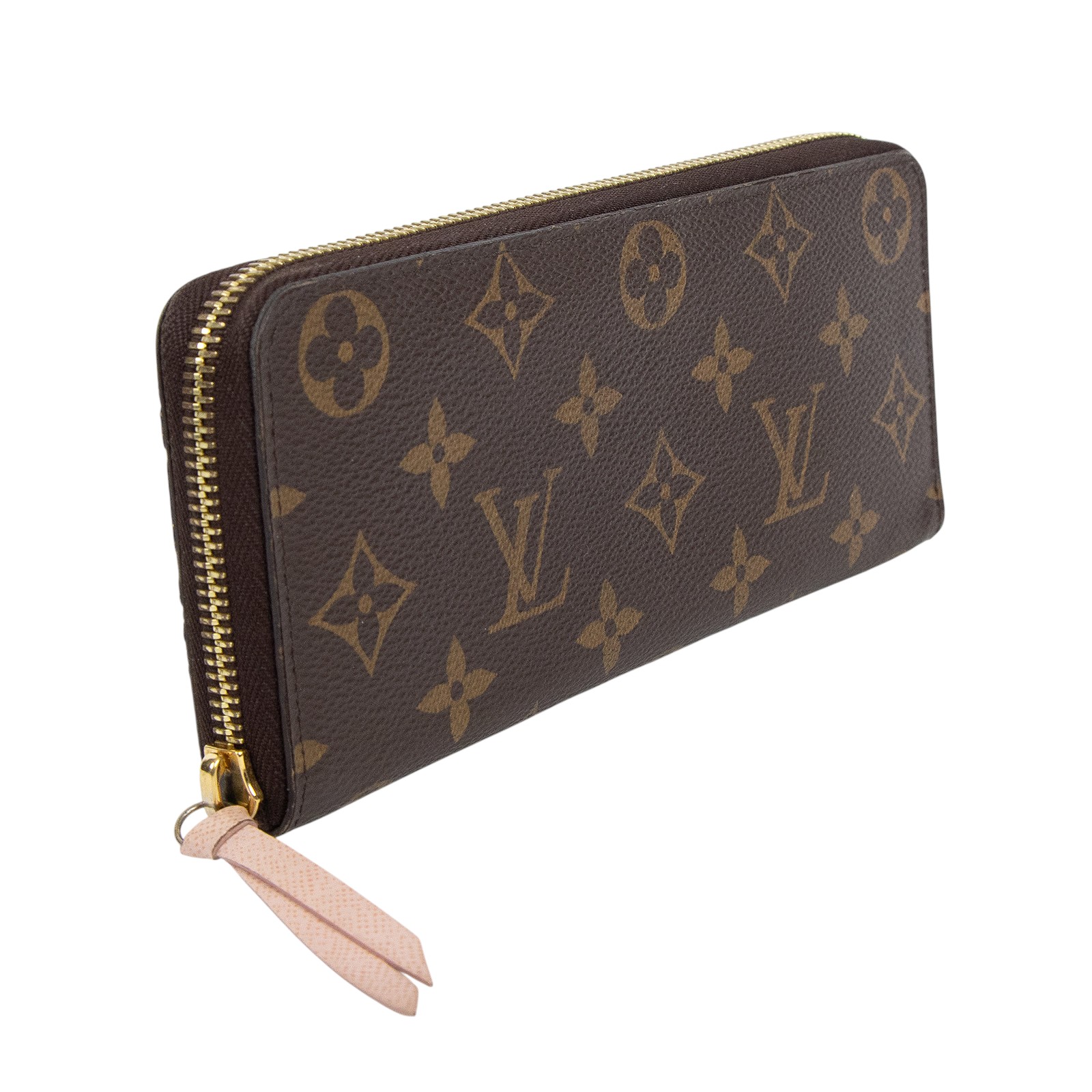 路易威登 LOUIS VUITTON Clémence 錢包 拉鍊 長夾 經典帆布 紫紅色 M60742 晶片款 原花Clémence拉鍊長夾 原廠盒子/防塵袋