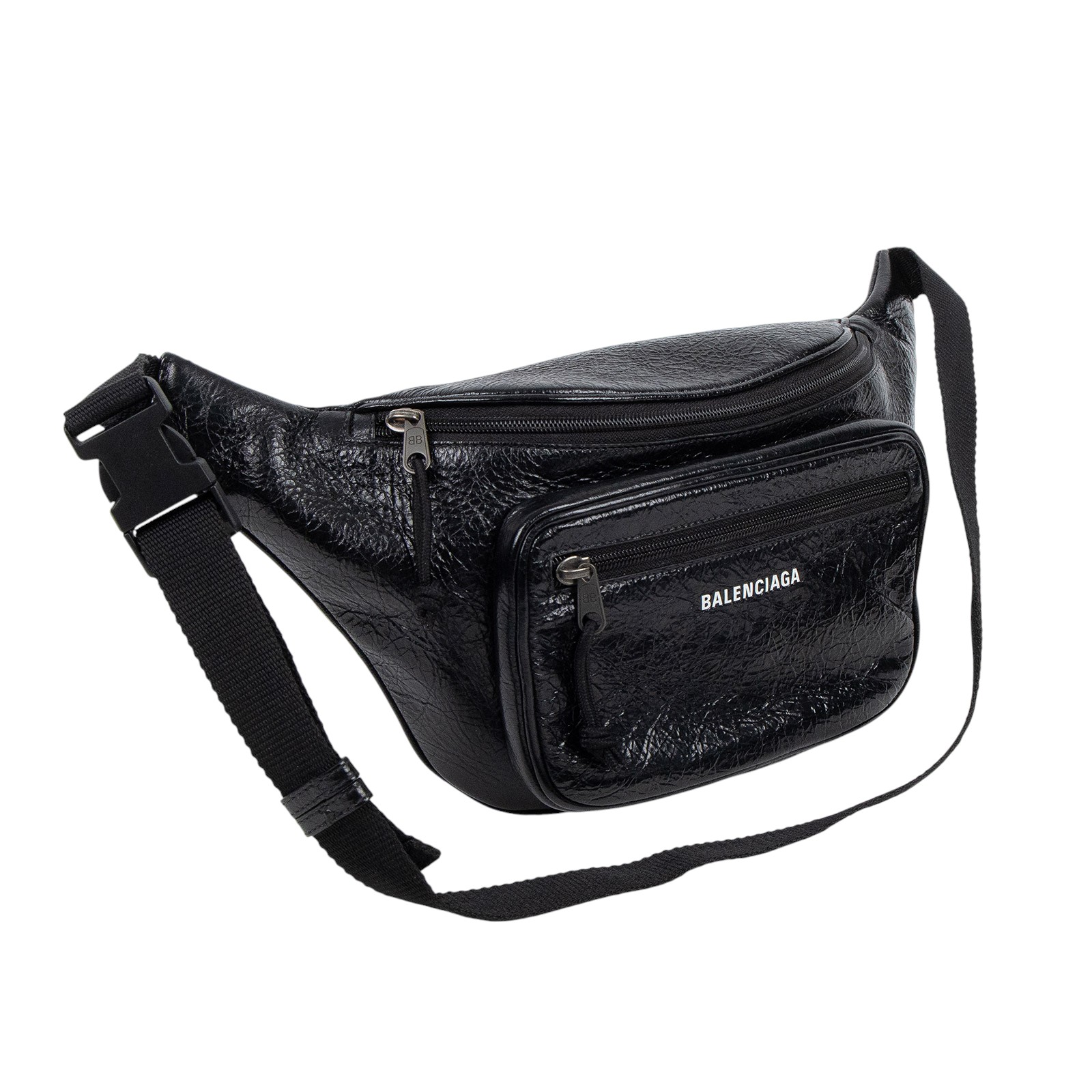 巴黎世家 BALENCIAGA Explorer Arena 腰包 5295501VG87 黑油蠟皮腰包 防塵袋/購買證明