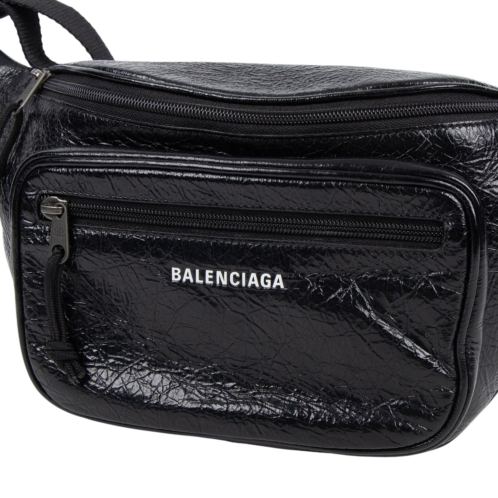 巴黎世家 BALENCIAGA Explorer Arena 腰包 5295501VG87 黑油蠟皮腰包 防塵袋/購買證明