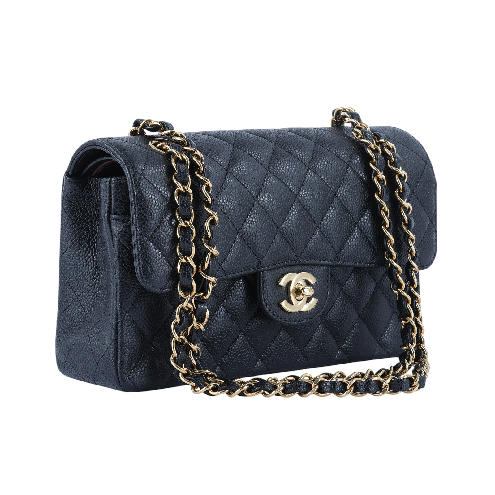 香奈兒 CHANEL CF 經典 小型 口蓋包 A01113 晶片款 黑金荔枝牛COCO23 防塵袋\