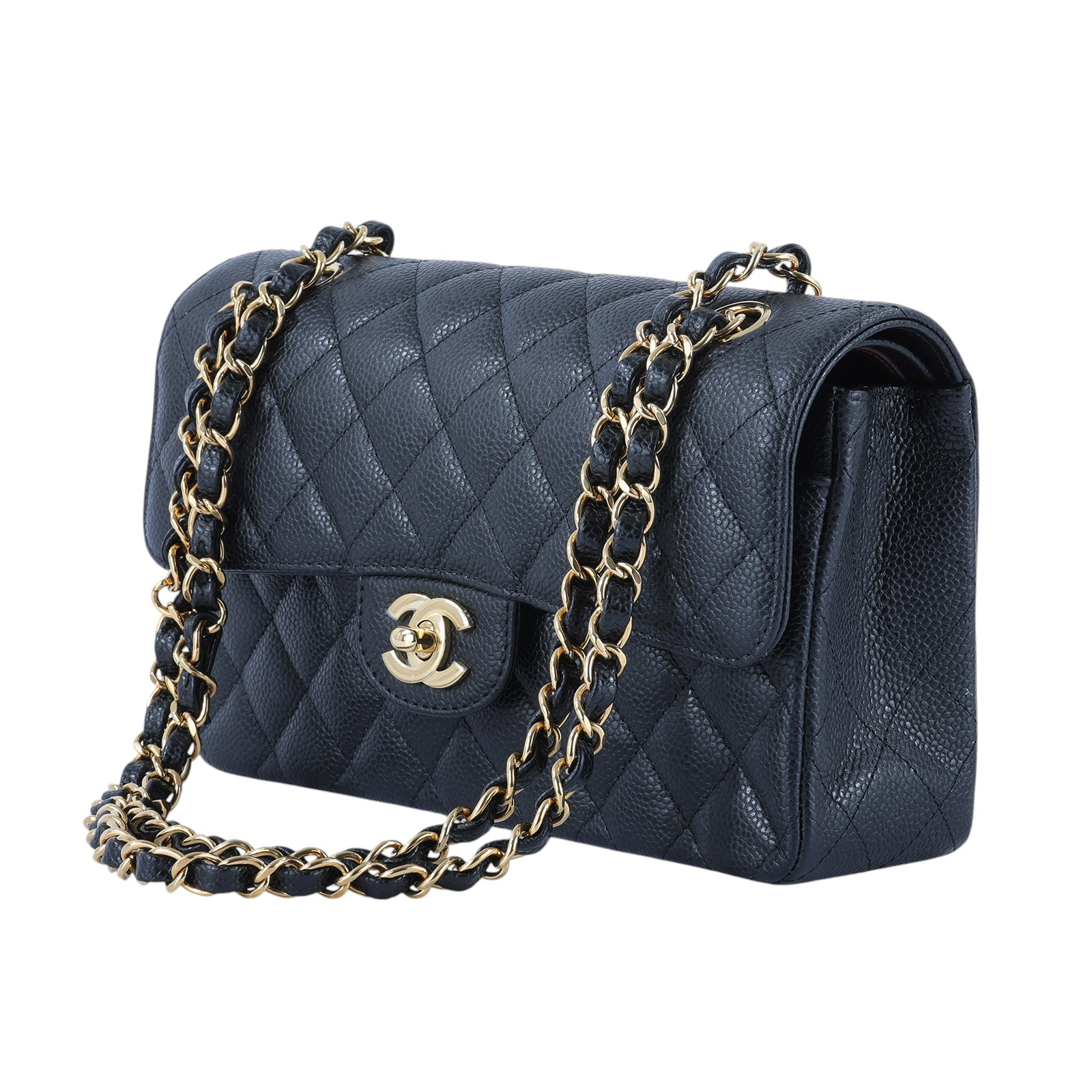 香奈兒 CHANEL CF 經典 小型 口蓋包 A01113 晶片款 黑金荔枝牛COCO23 防塵袋\