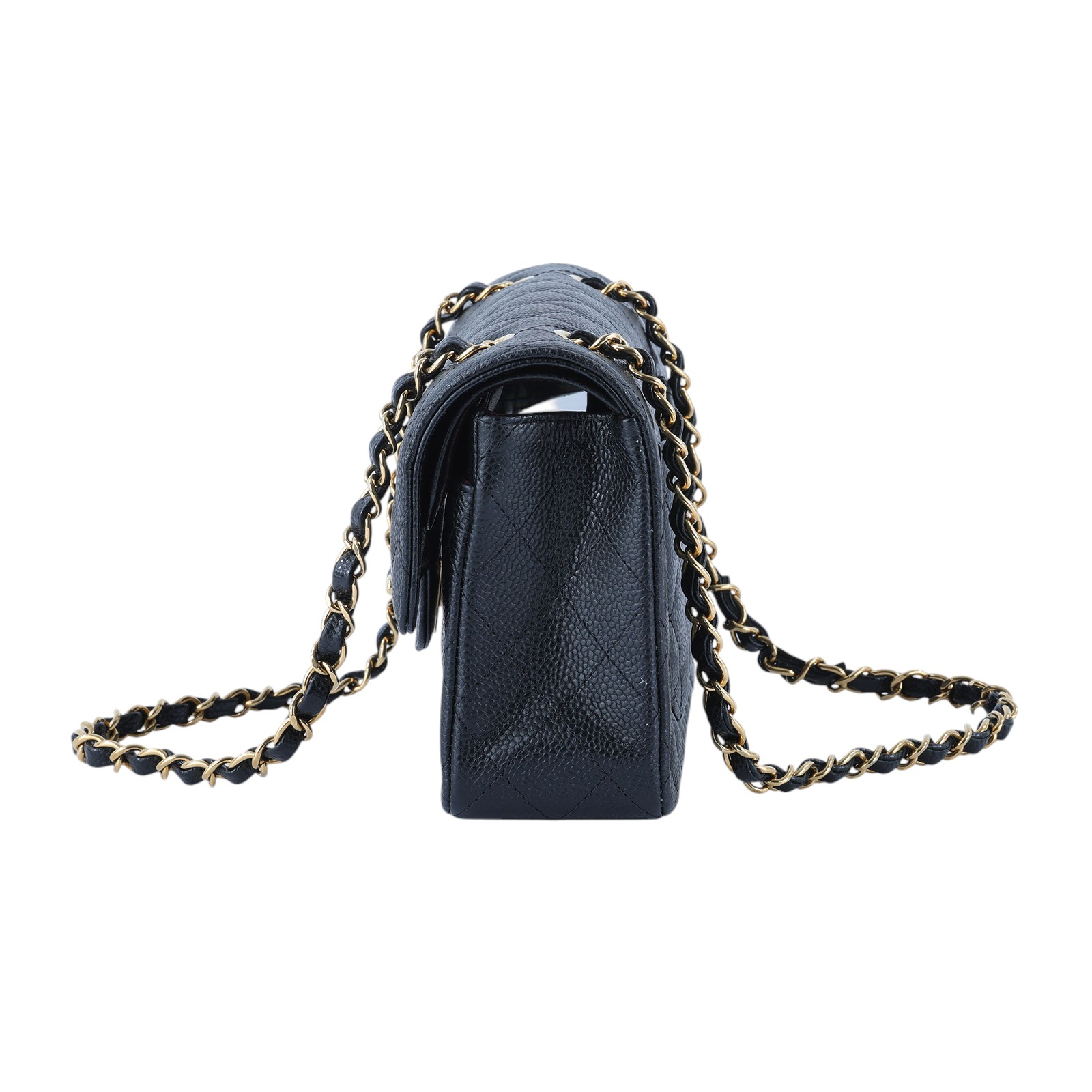 香奈兒 CHANEL CF 經典 小型 口蓋包 A01113 晶片款 黑金荔枝牛COCO23 防塵袋\