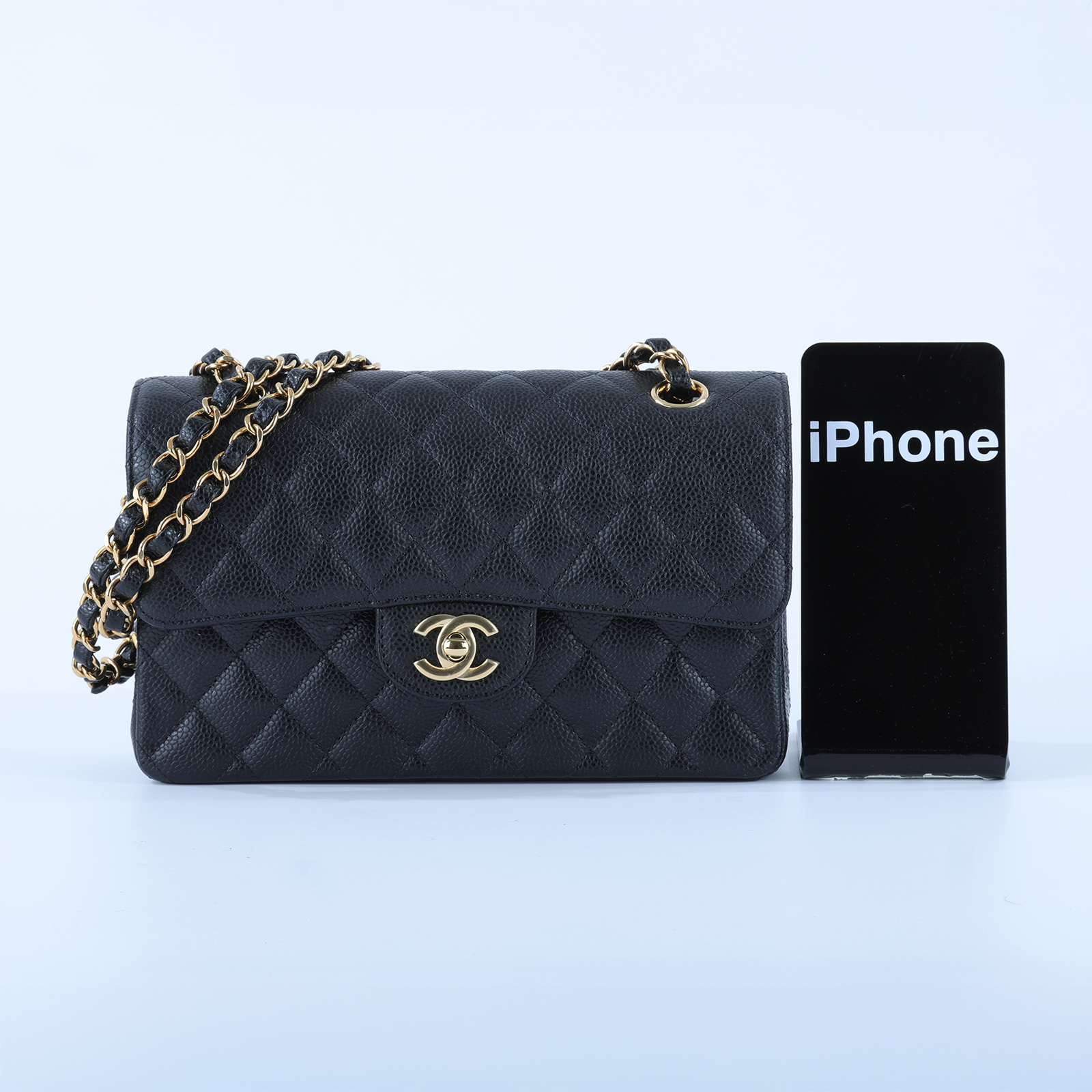 香奈兒 CHANEL CF 經典 小型 口蓋包 A01113 晶片款 黑金荔枝牛COCO23 防塵袋\