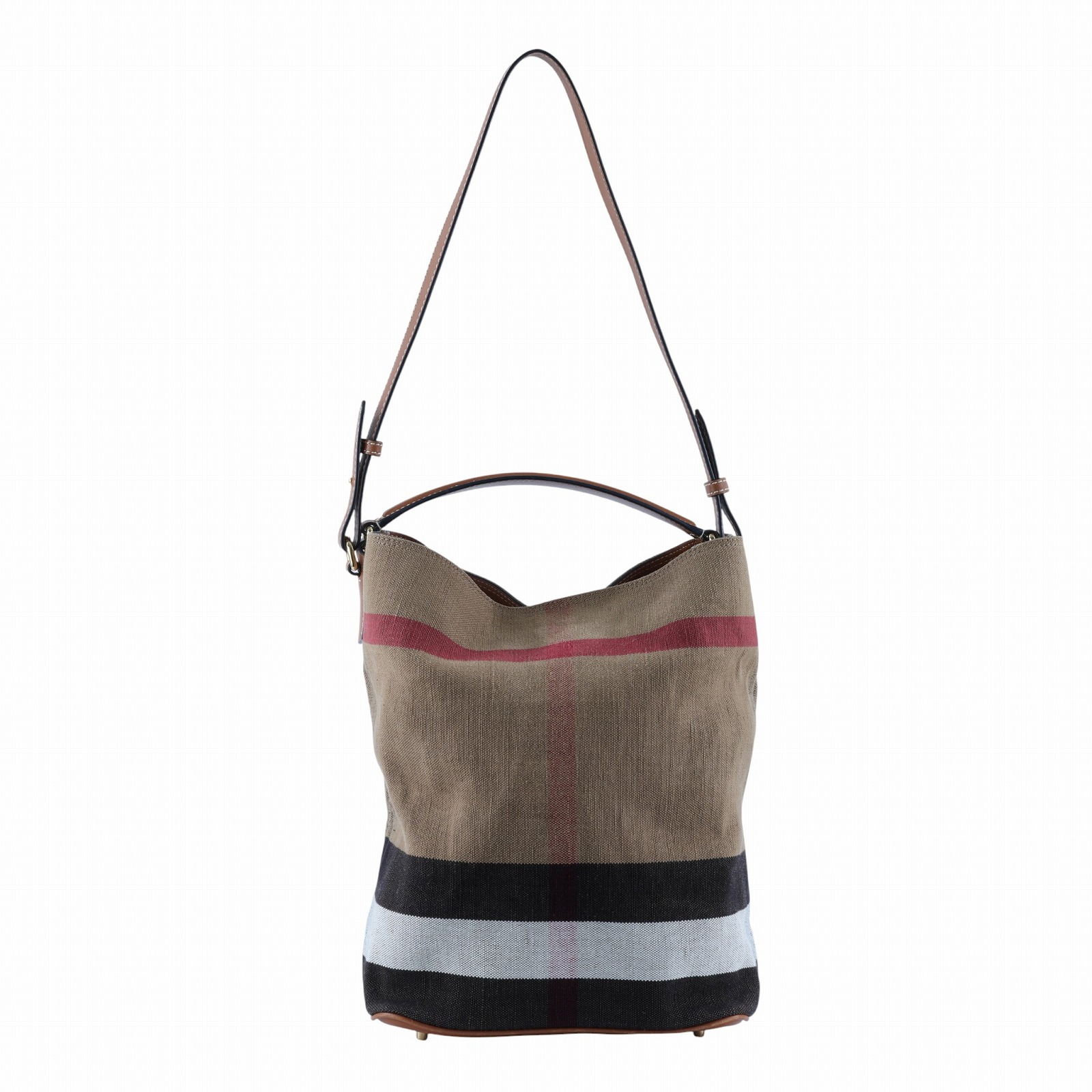 博柏利 BURBERRY The Ashby 格紋 水桶包 39457421 棕格紋帆布水桶包 內袋