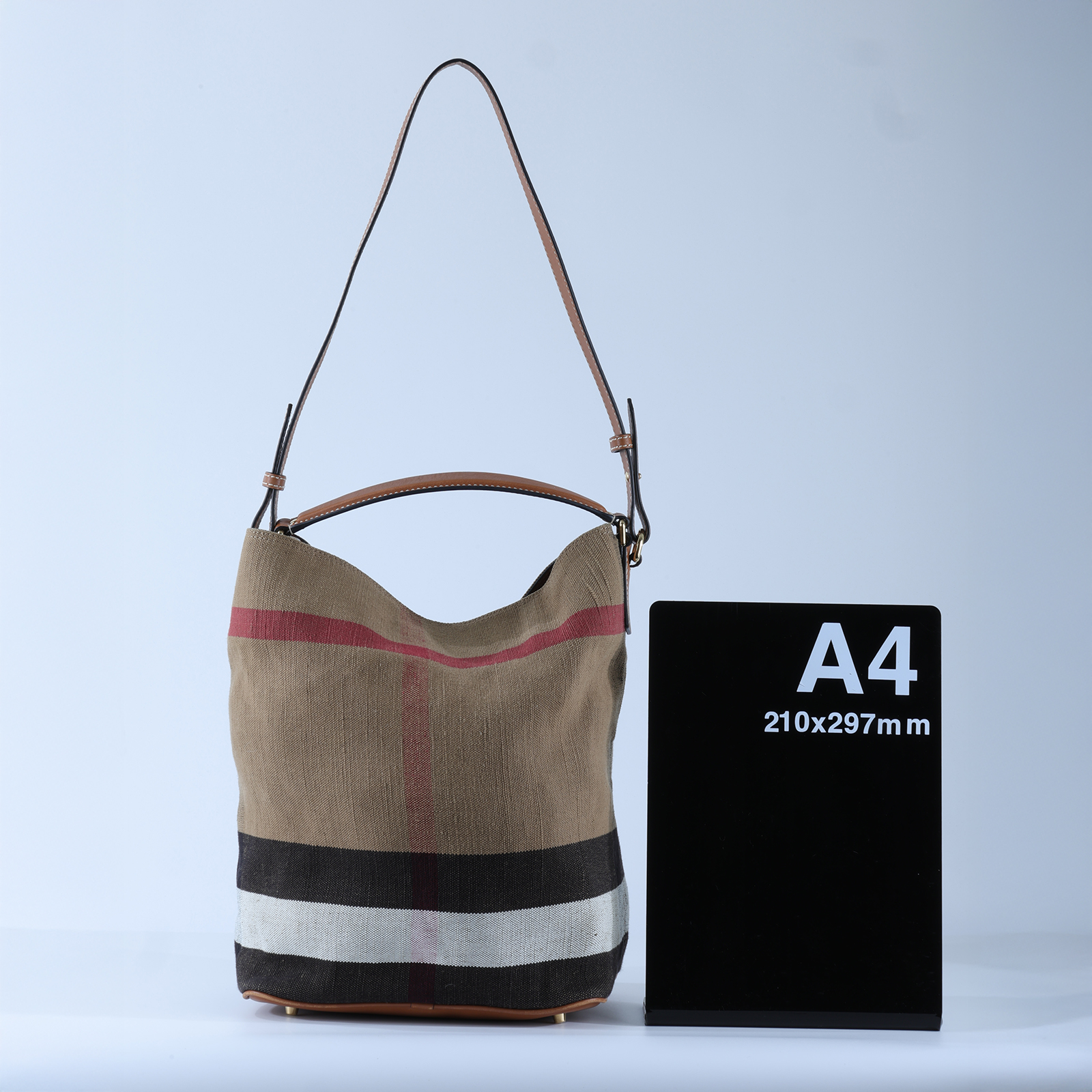 博柏利 BURBERRY The Ashby 格紋 水桶包 39457421 棕格紋帆布水桶包 內袋