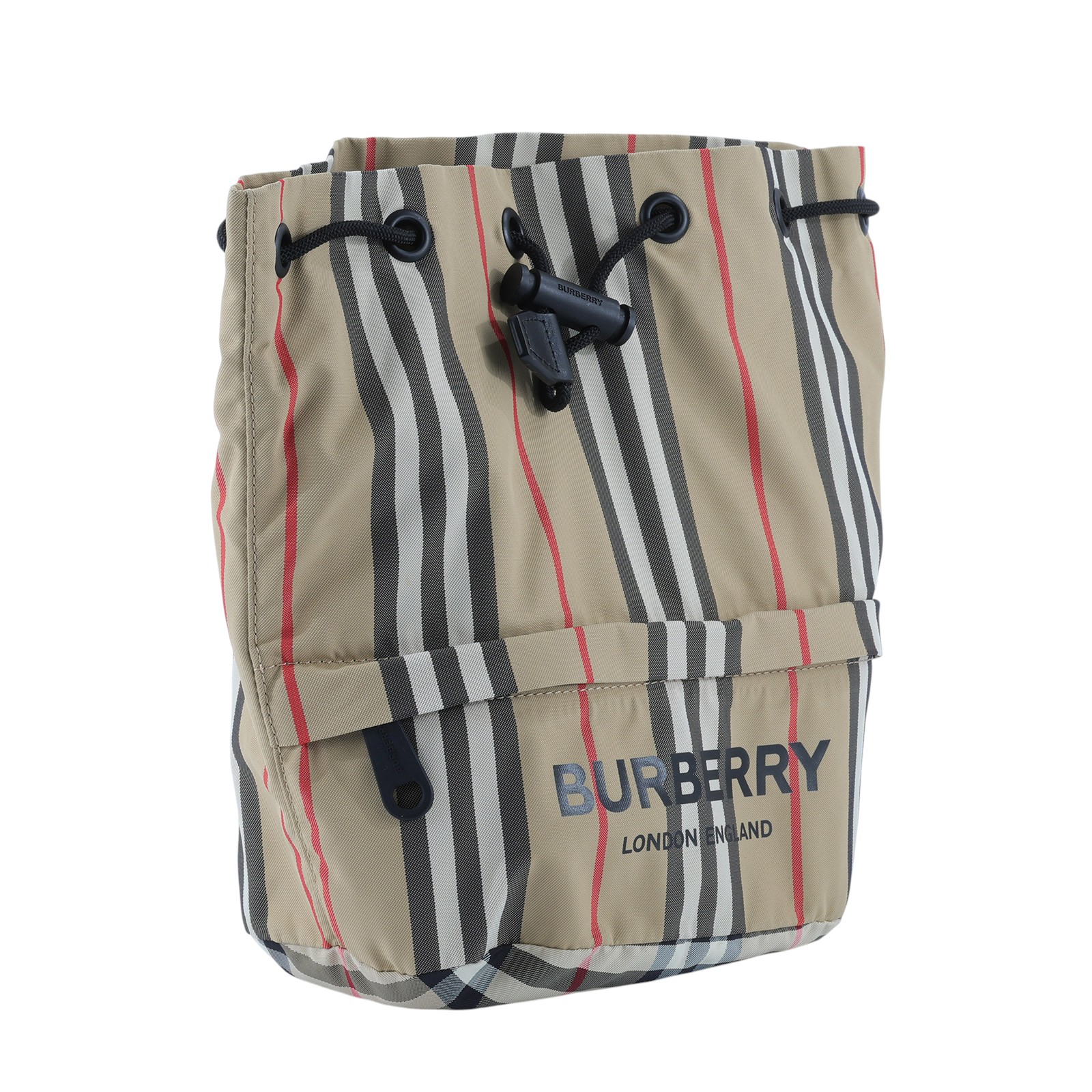 博柏利 BURBERRY Phoebe Pouch 束口 水桶包 80267371 格紋尼龍水桶包 無附屬品