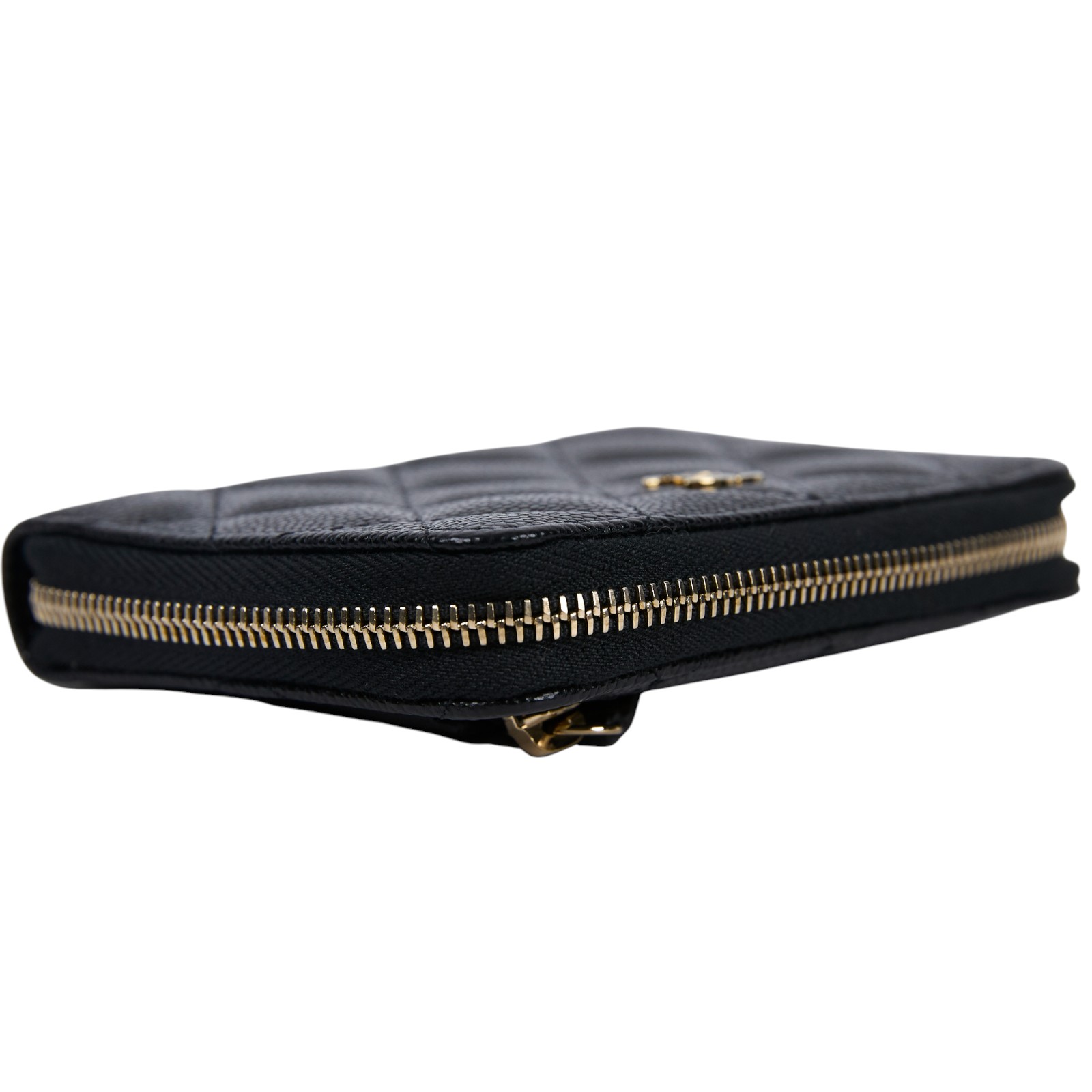 香奈兒 CHANEL 錢包 拉鍊 短夾 AP4652 晶片款 黑金荔枝拉鍊對折錢包 原廠盒子/防塵袋